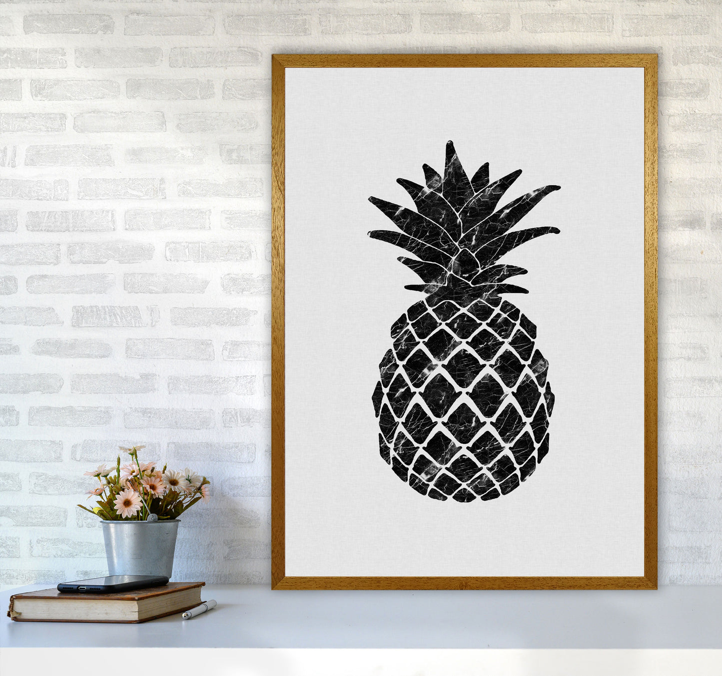 Pineapple Marble Print By Orara Studio, Framed Kitchen Wall Art A1 Print Only