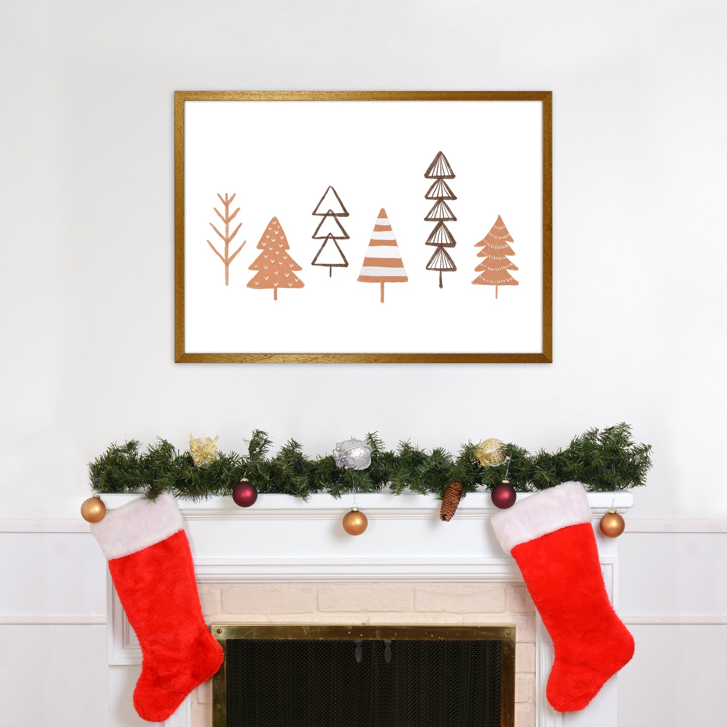 Winter Trees Illustration Christmas Art Print by Orara Studio A1 Print Only