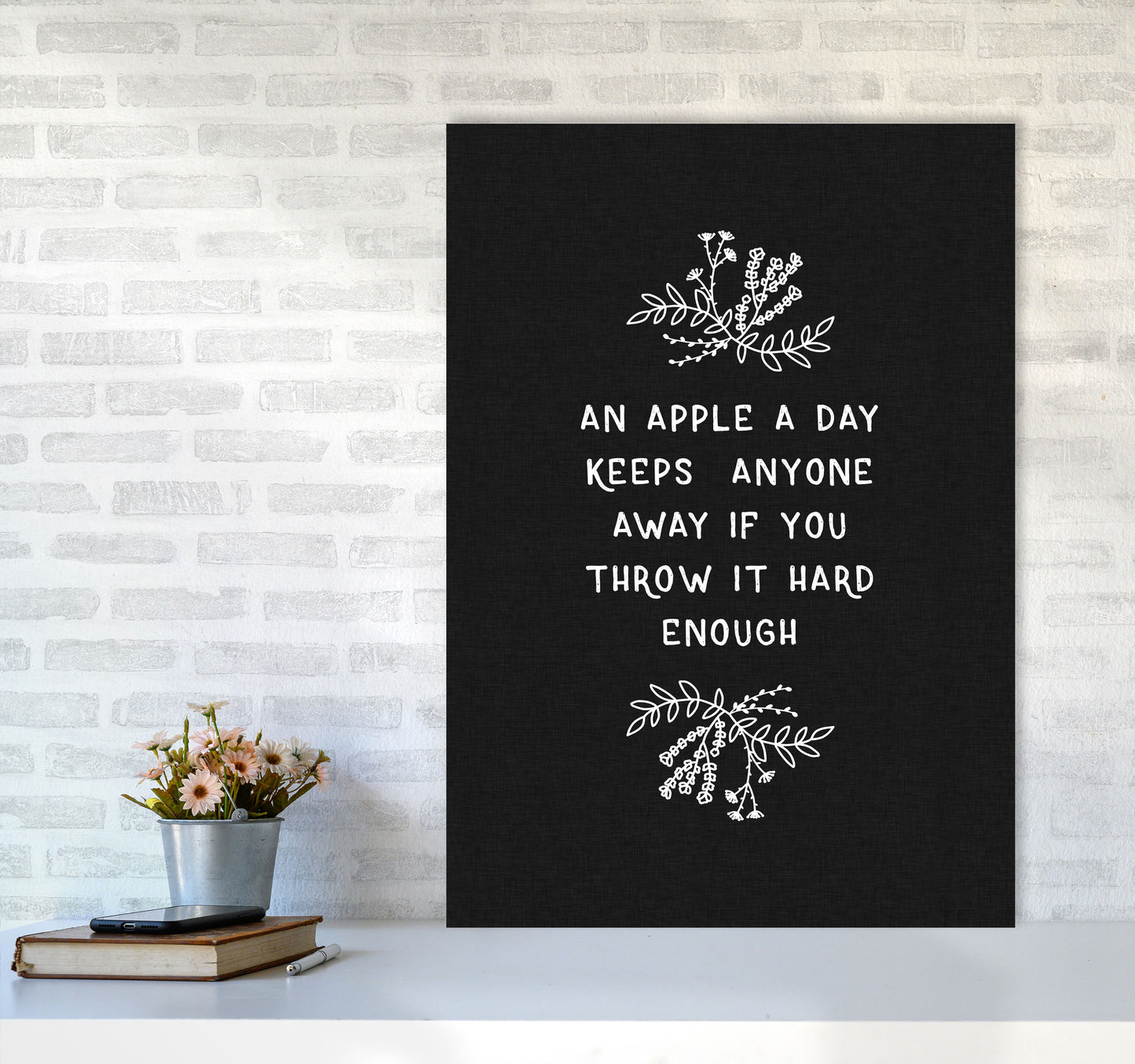 An Apple A Day Funny Quote Print By Orara Studio A1 Black Frame