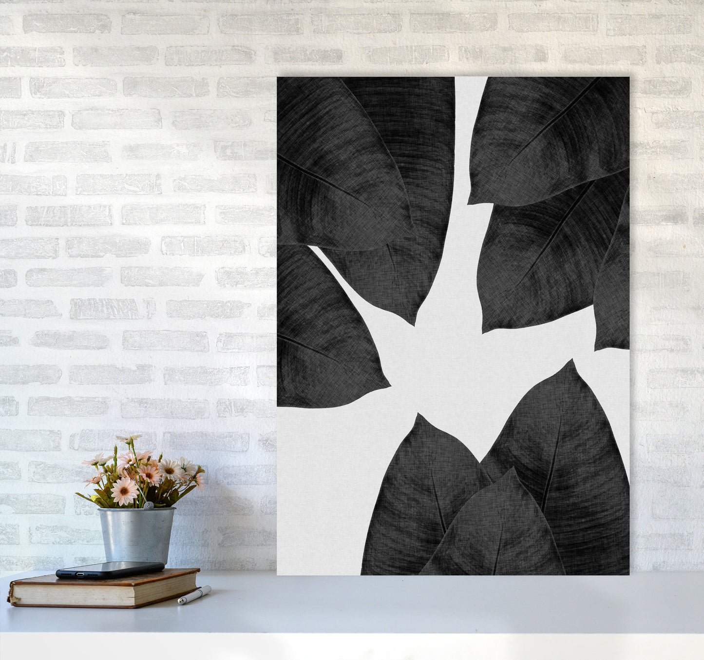 Banana Leaf Black & White I Print By Orara Studio A1 Black Frame
