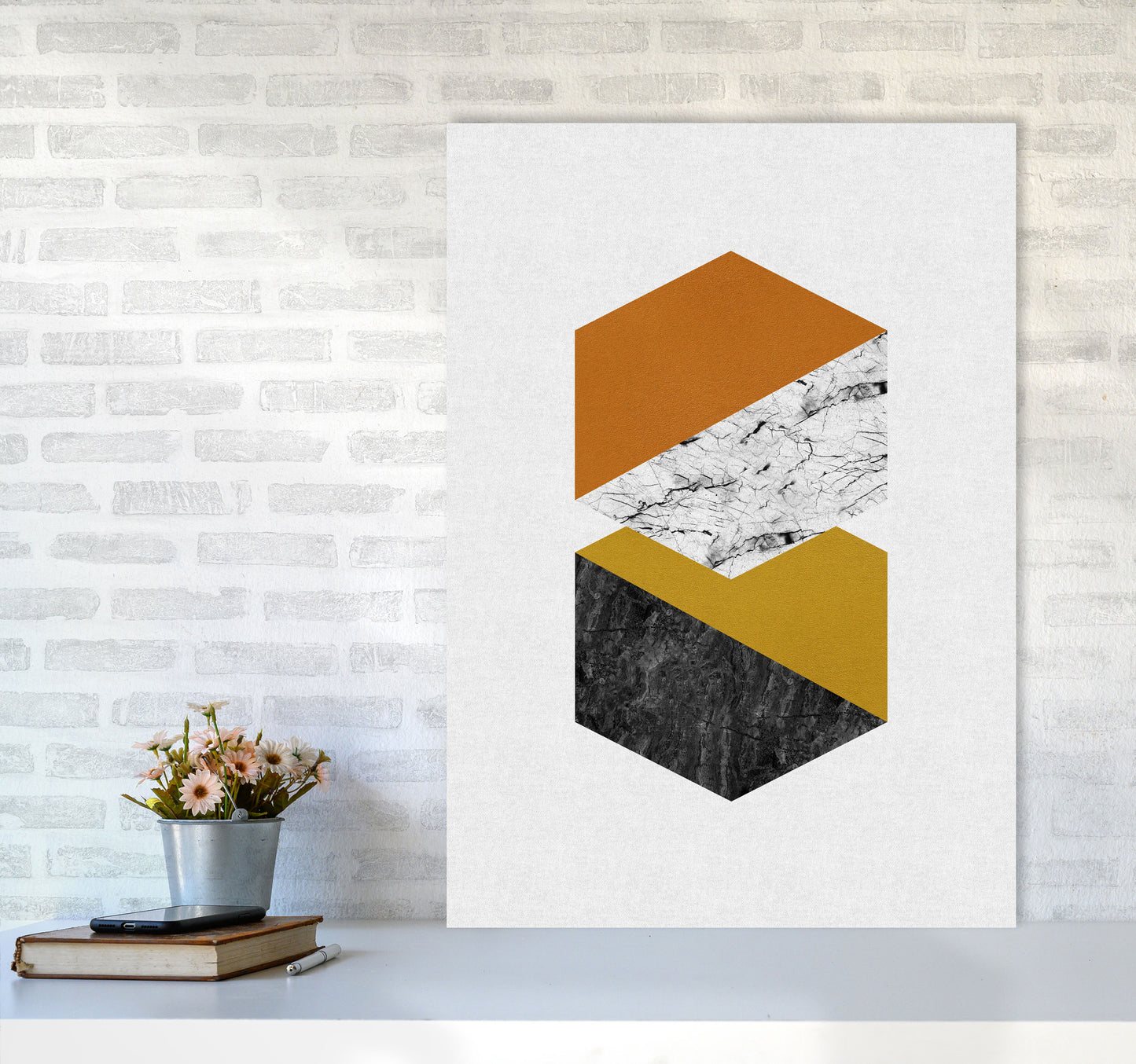 Geometric Hexagons Print By Orara Studio A1 Black Frame