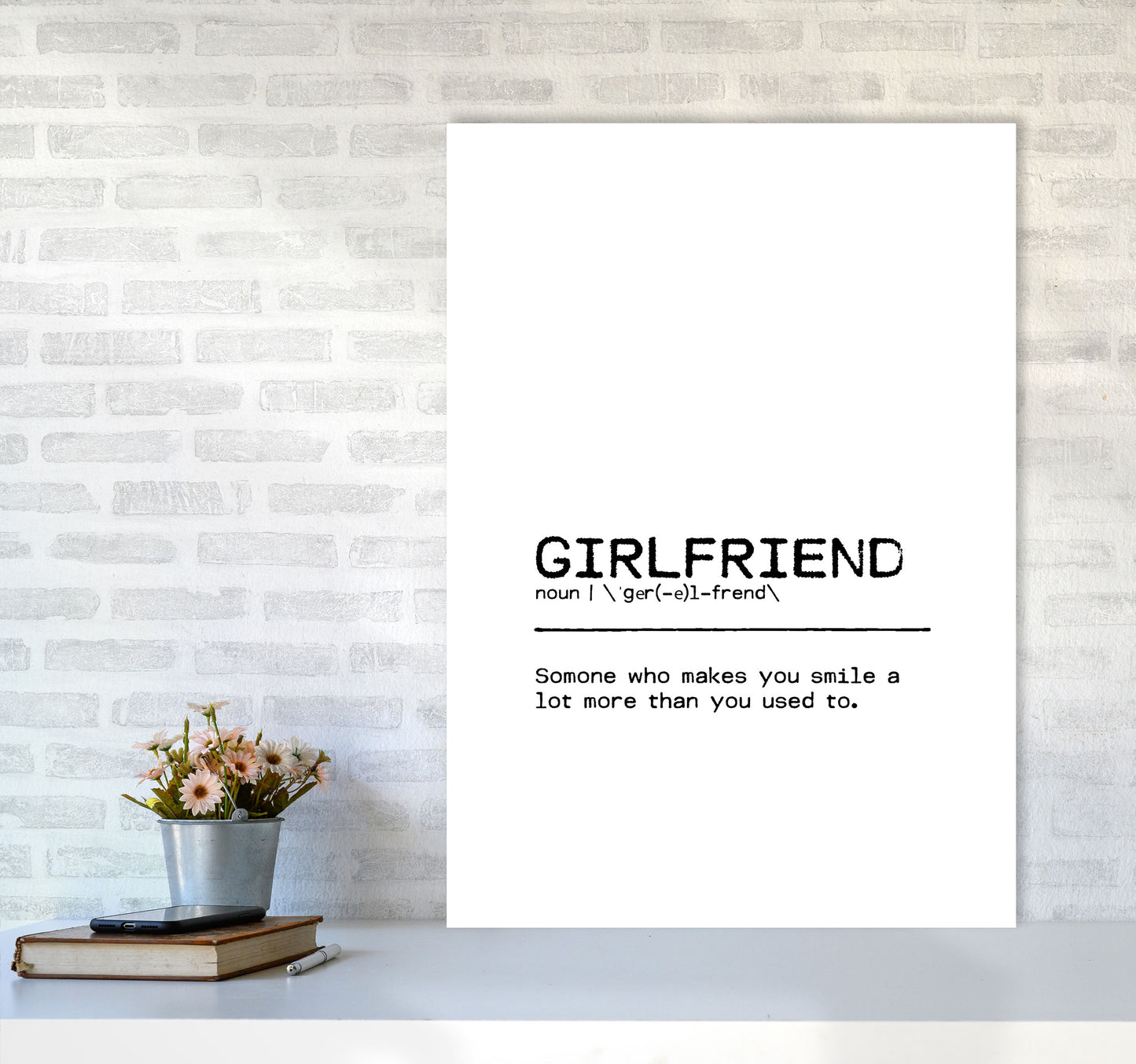 Girlfriend Smile Definition Quote Print By Orara Studio A1 Black Frame