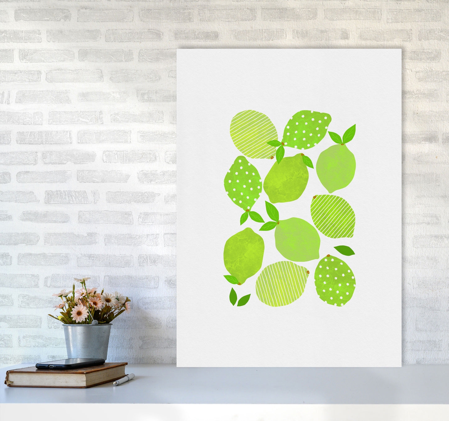 Lime Crowd Print By Orara Studio, Framed Kitchen Wall Art A1 Black Frame