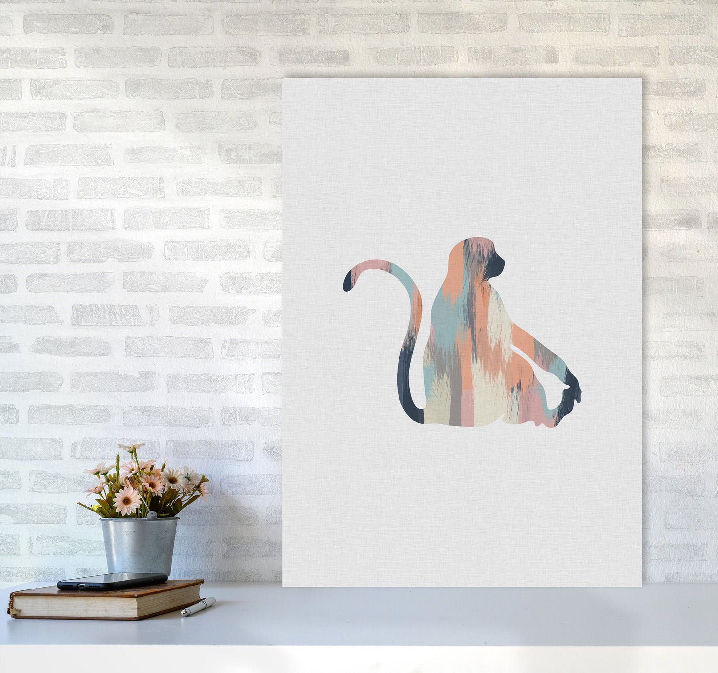Pastel Monkey Print By Orara Studio Animal Art Print A1 Black Frame