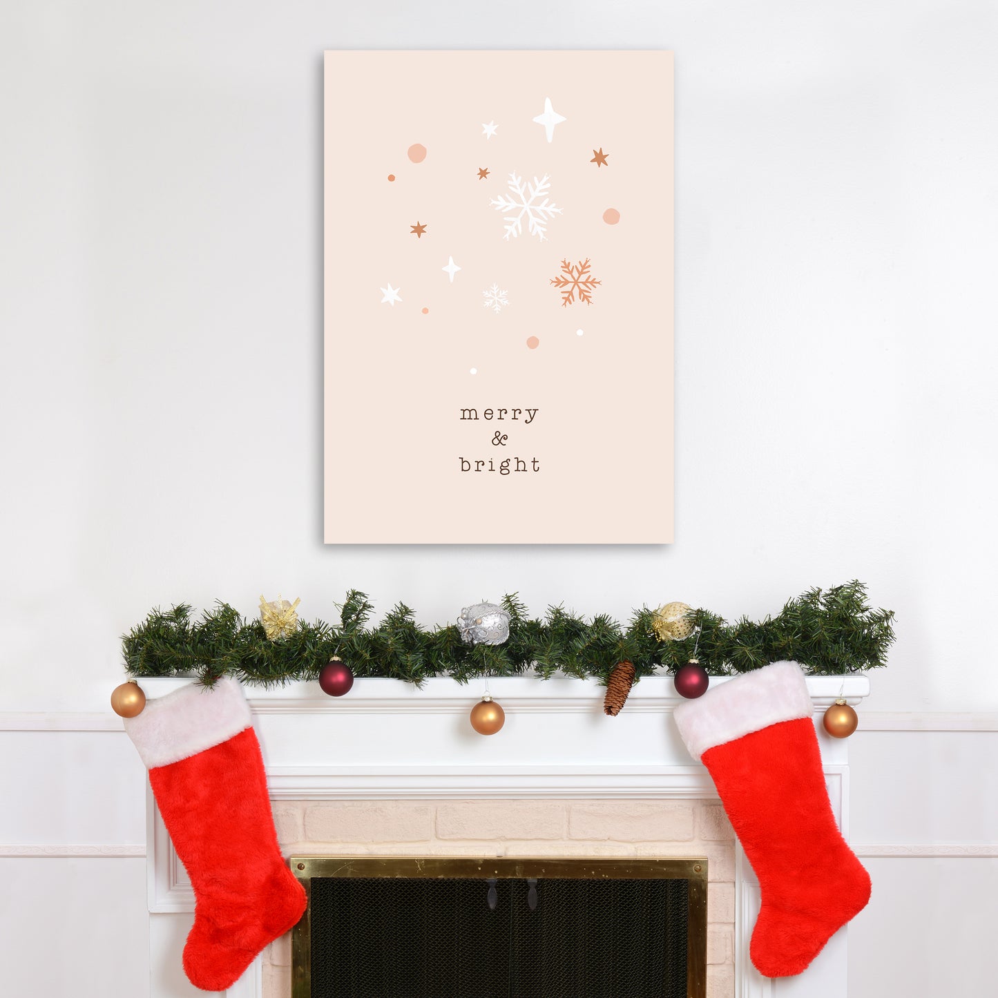 Merry & Bright Christmas Art Print by Orara Studio A1 Black Frame