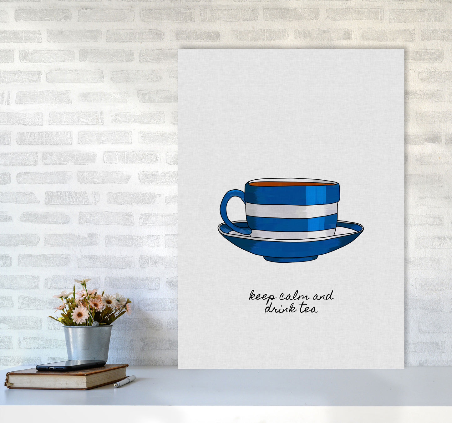 Keep Calm & Drink Tea Quote Art Print by Orara Studio A1 Black Frame