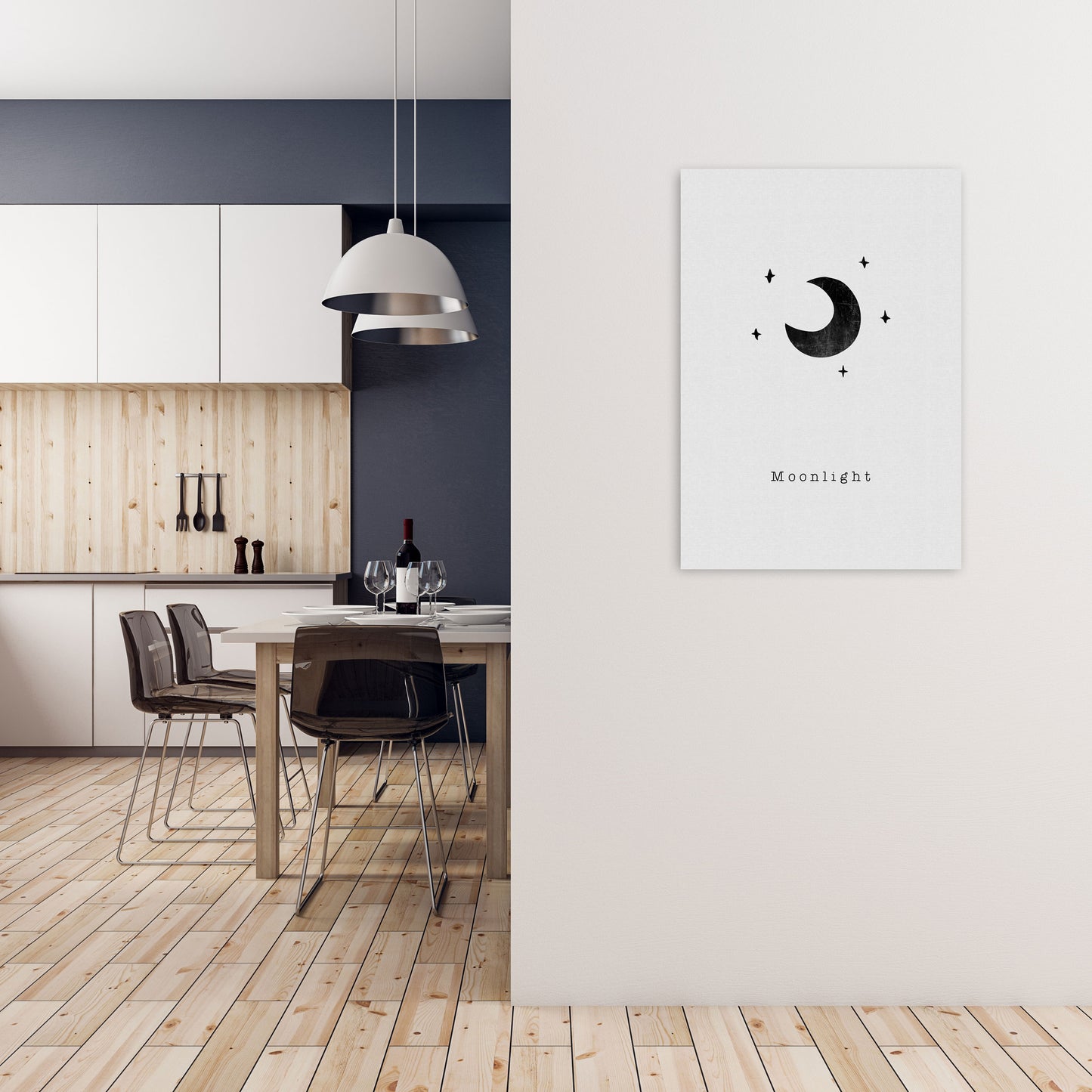 Quote Set - Moonlight Art Print by Orara Studio A1 Black Frame