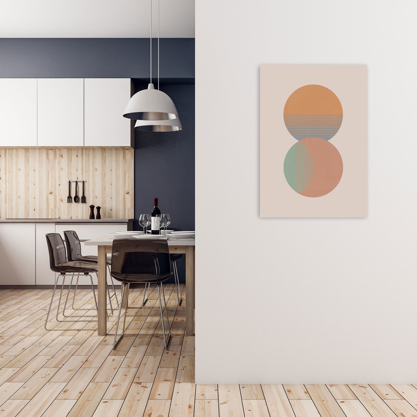 Circle Sun & Moon Colour Art Print by Orara Studio A1 Black Frame