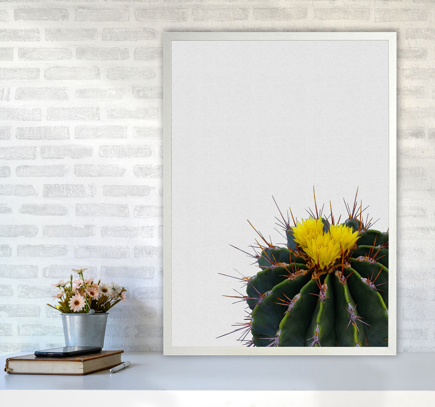 Flower Cactus Print By Orara Studio, Framed Botanical & Nature Art Print A1 Oak Frame