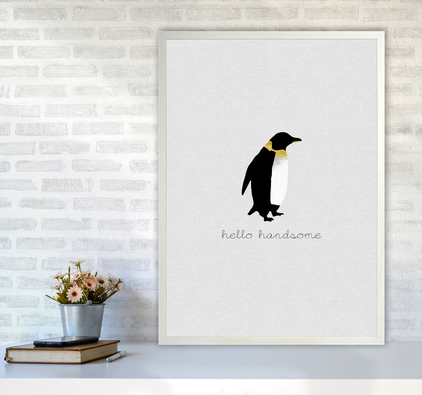 Hello Handsome Animal Quote Print By Orara Studio A1 Oak Frame