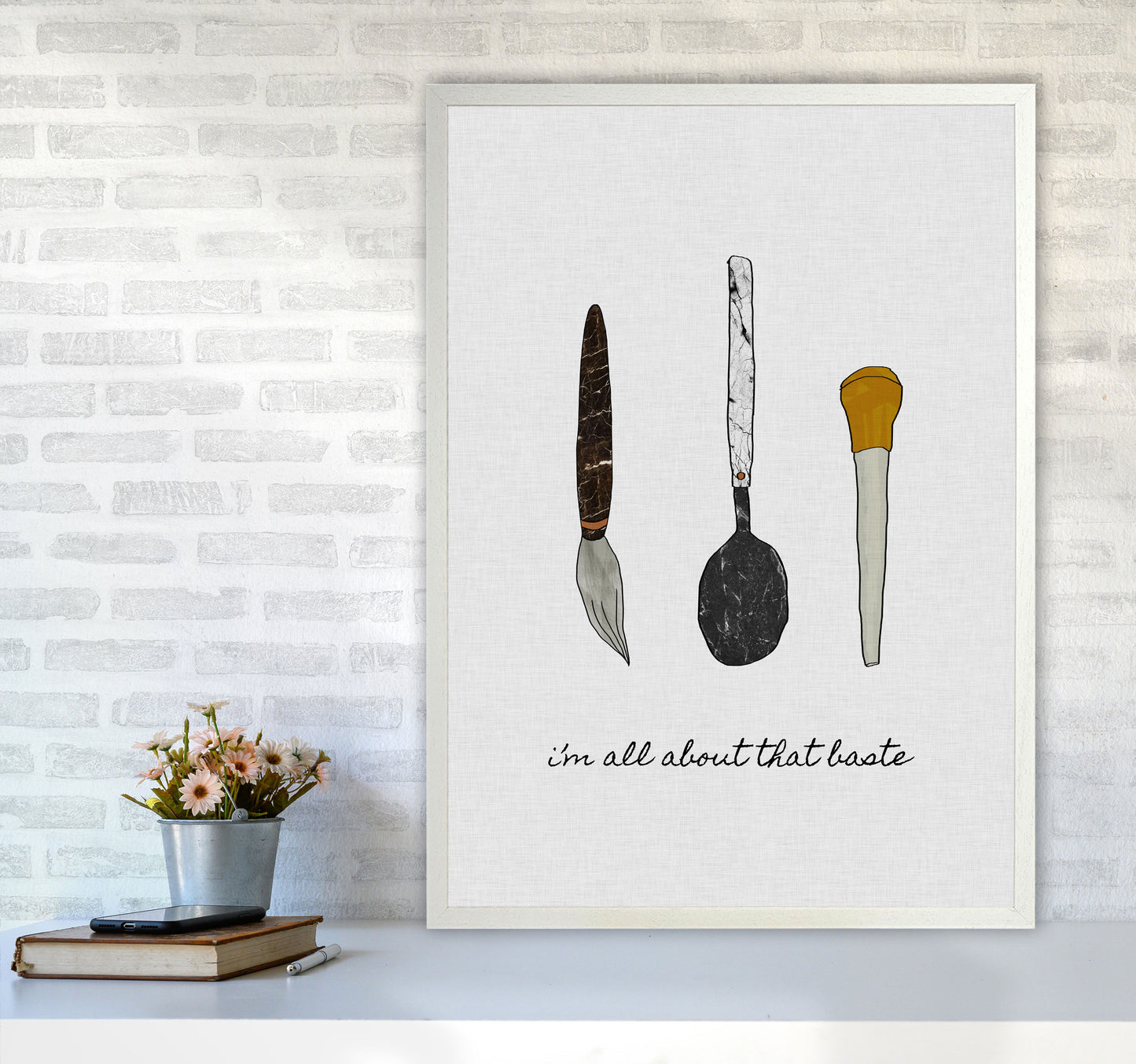 I'm All About The Baste Print By Orara Studio, Framed Kitchen Wall Art A1 Oak Frame