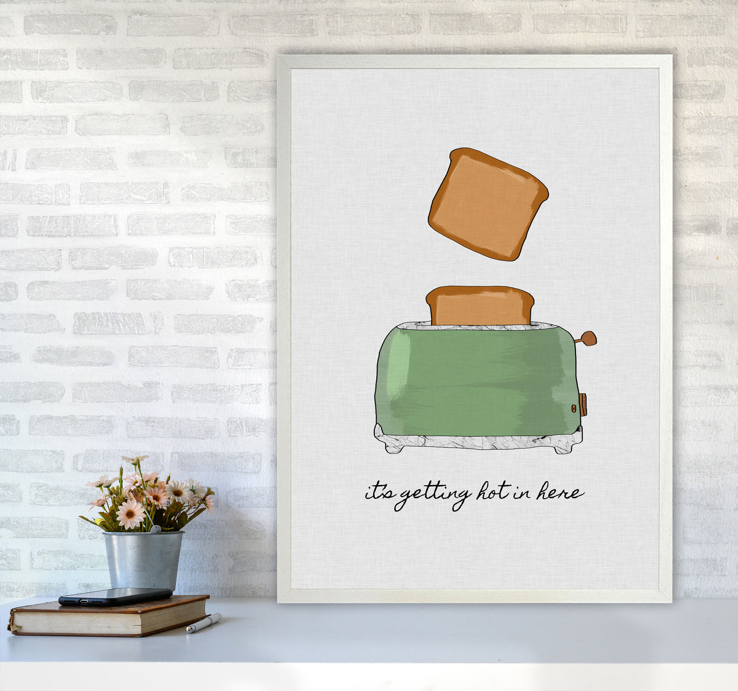 It's Getting Hot In Here Print By Orara Studio, Framed Kitchen Wall Art A1 Oak Frame