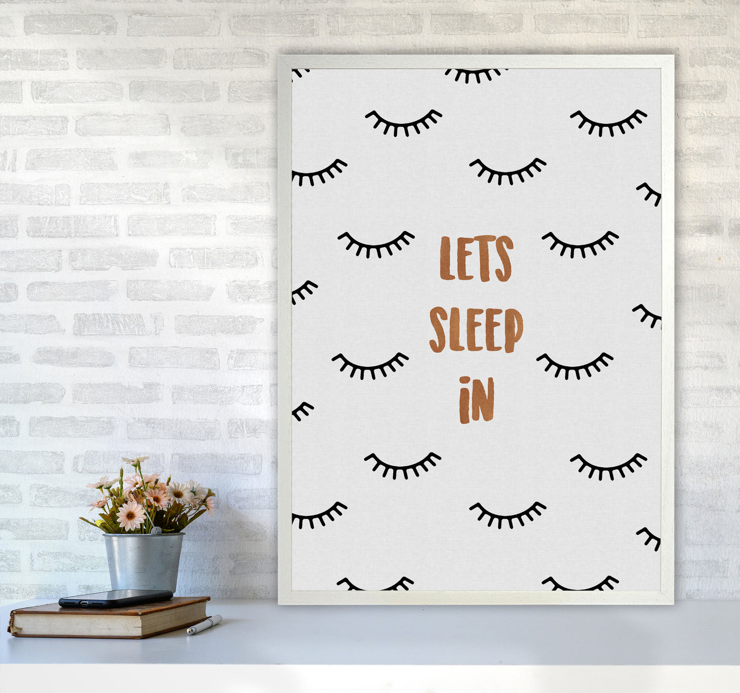 Let's Sleep In Bedroom Quote Print By Orara Studio A1 Oak Frame