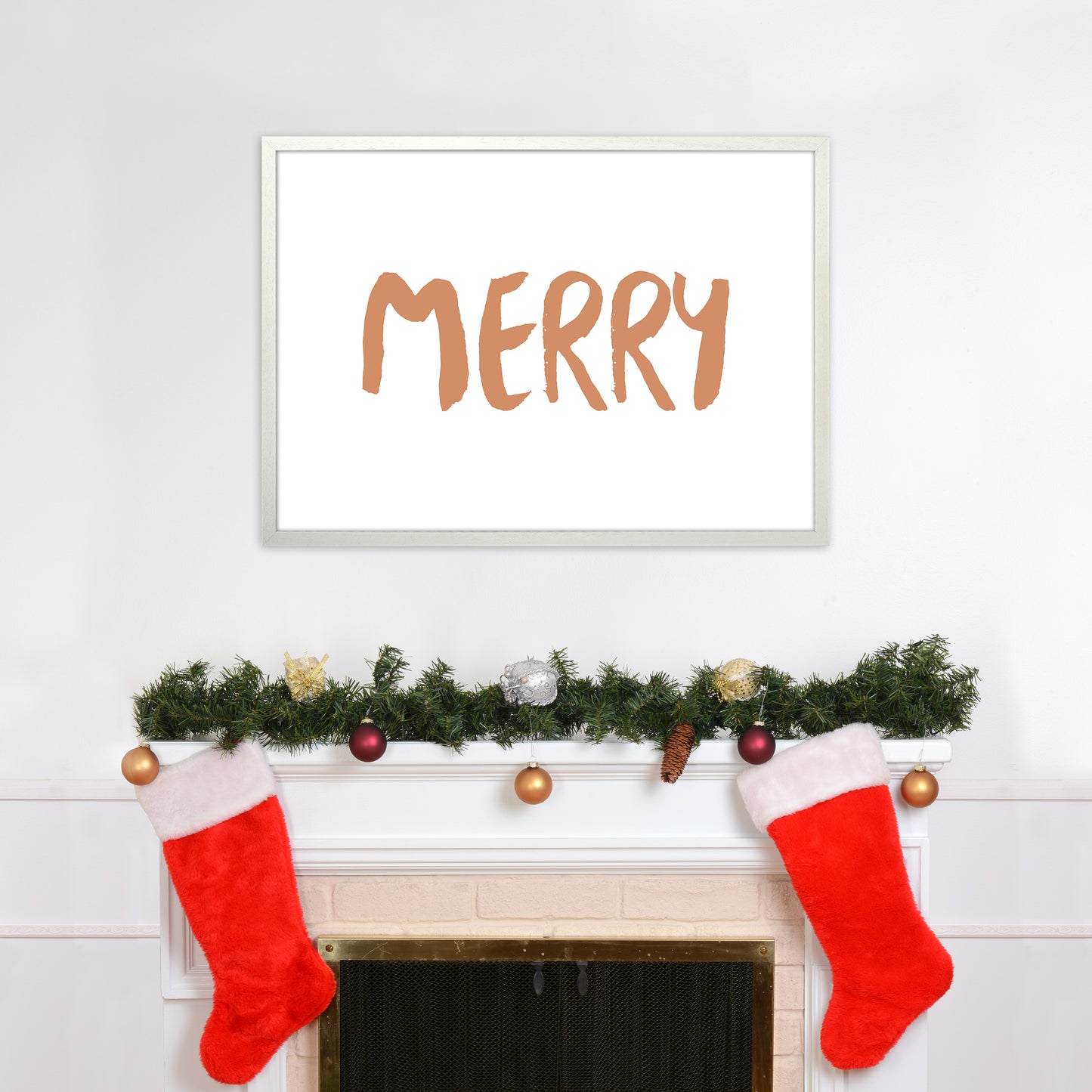 Merry Christmas Art Print by Orara Studio A1 Oak Frame