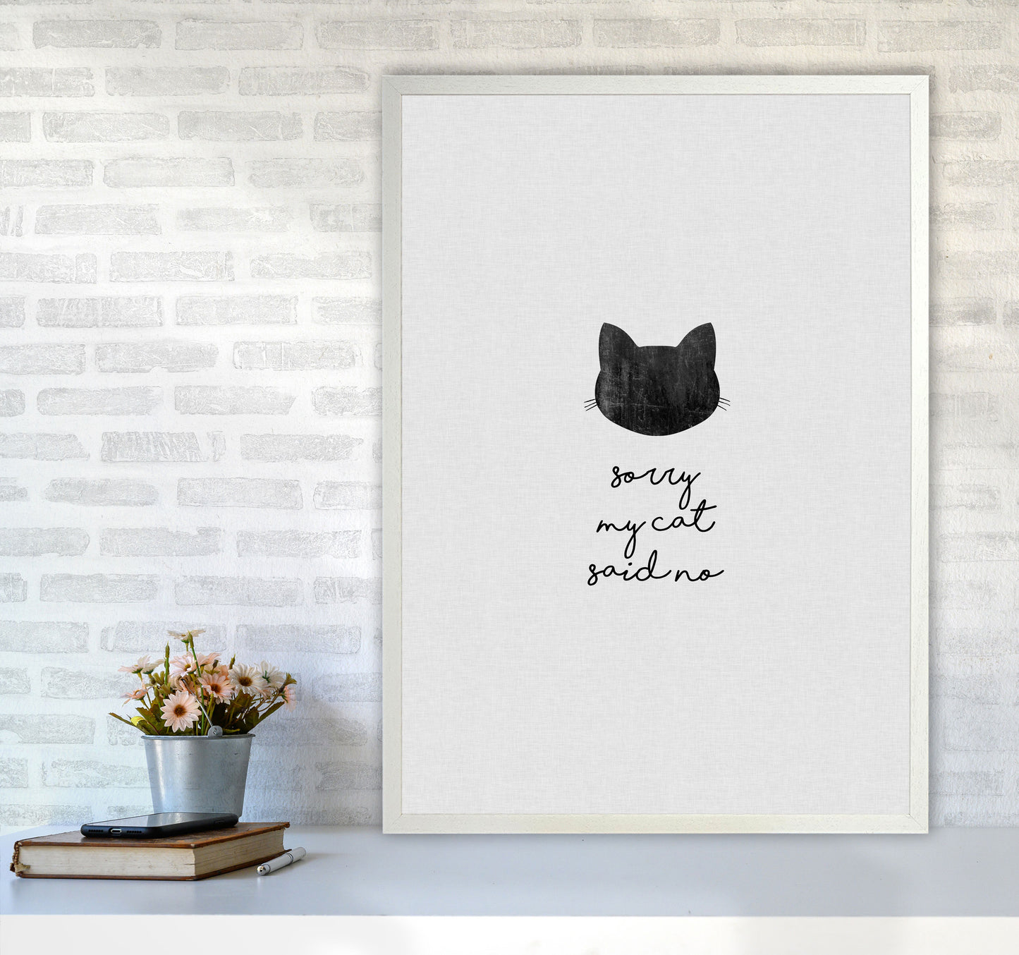 Sorry My Cat Said No Quote Art Print by Orara Studio A1 Oak Frame