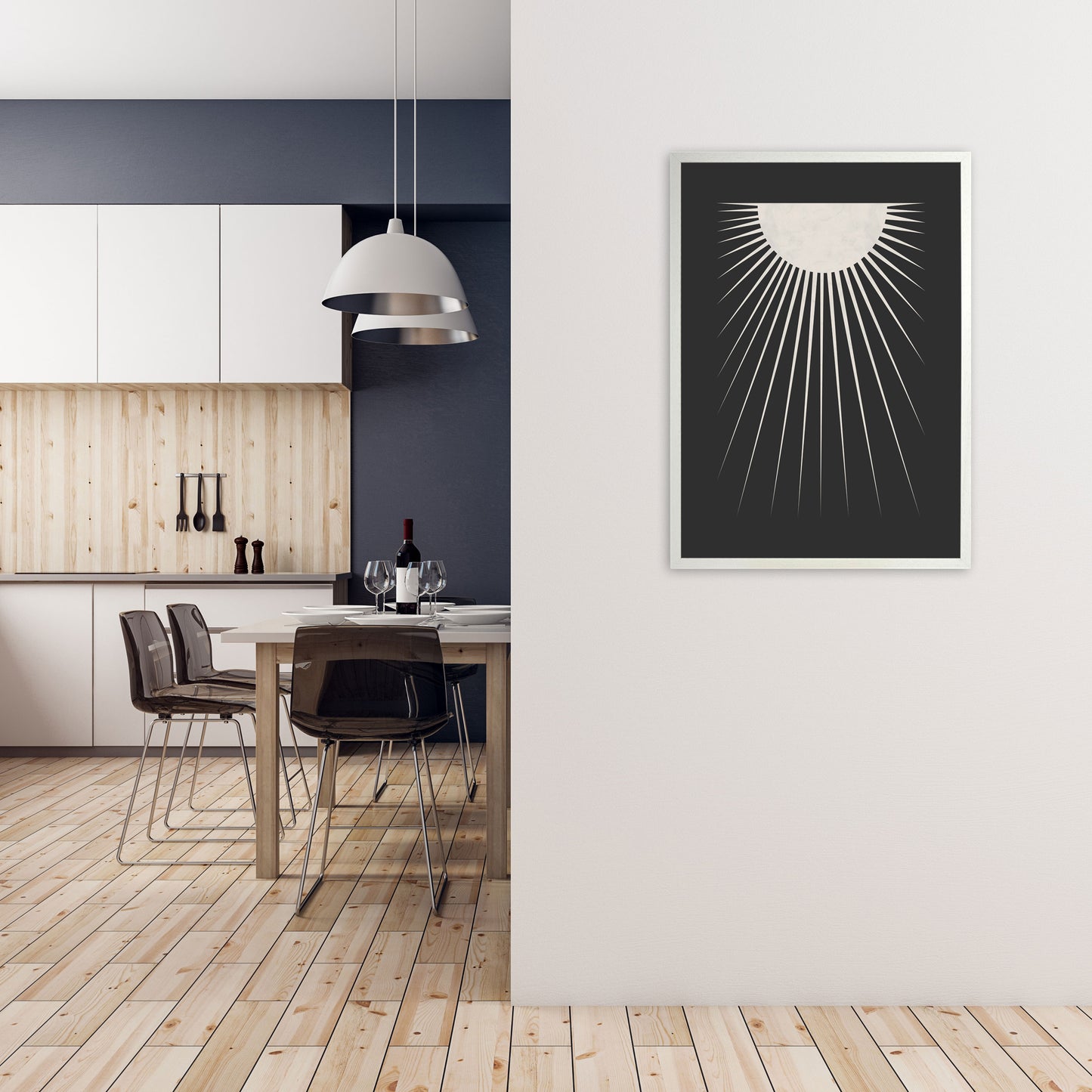 Minimal Moon Art Print by Orara Studio A1 Oak Frame