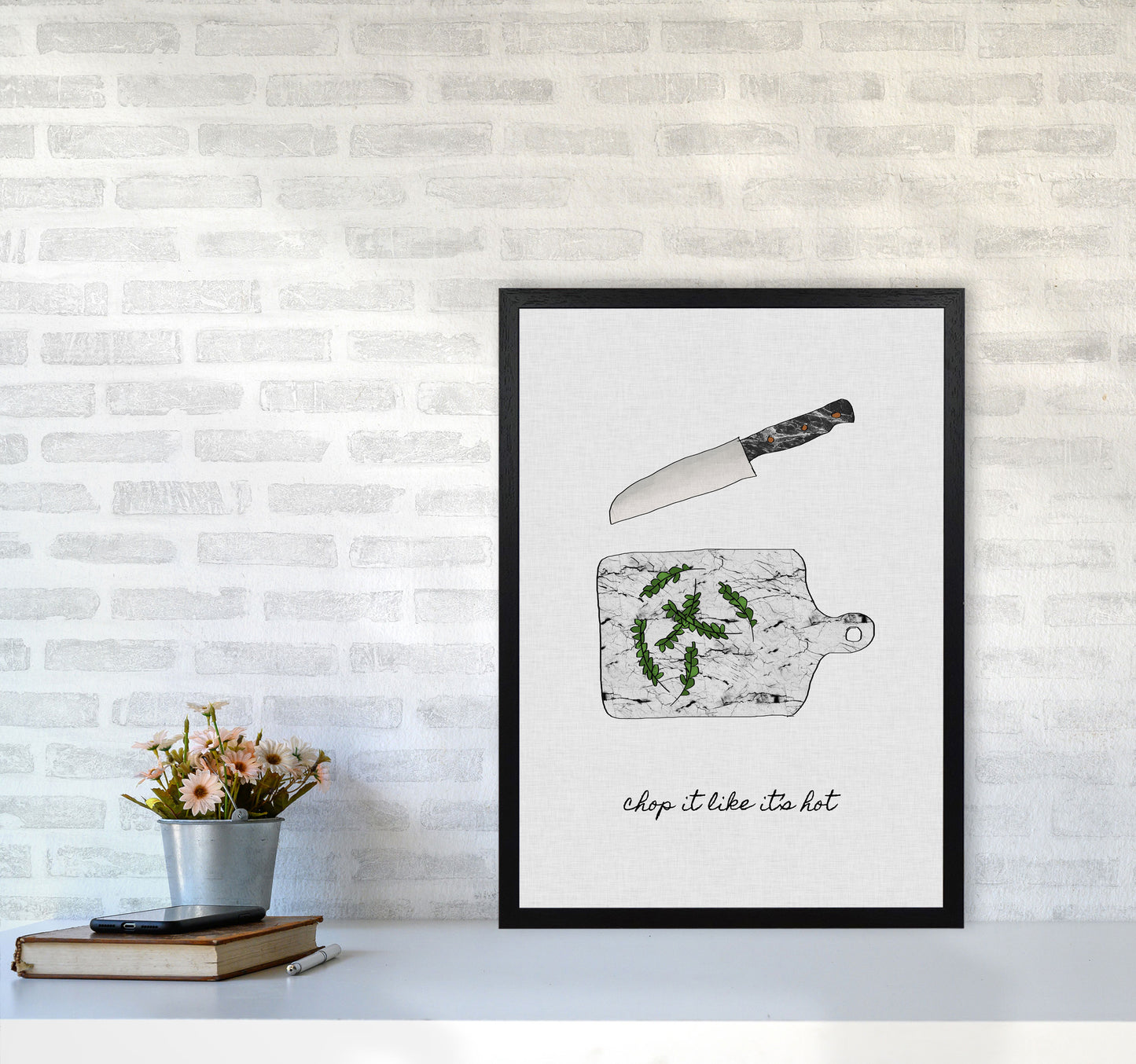 Chop It Kitchen Quote Print By Orara Studio, Framed Kitchen Wall Art A2 White Frame