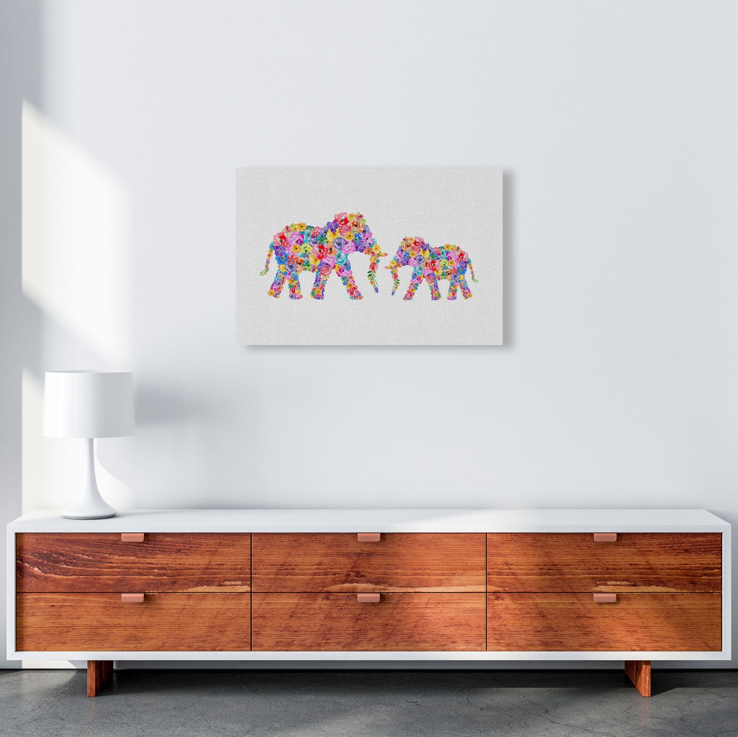 Floral Elephants Print By Orara Studio Animal Art Print A2 Canvas