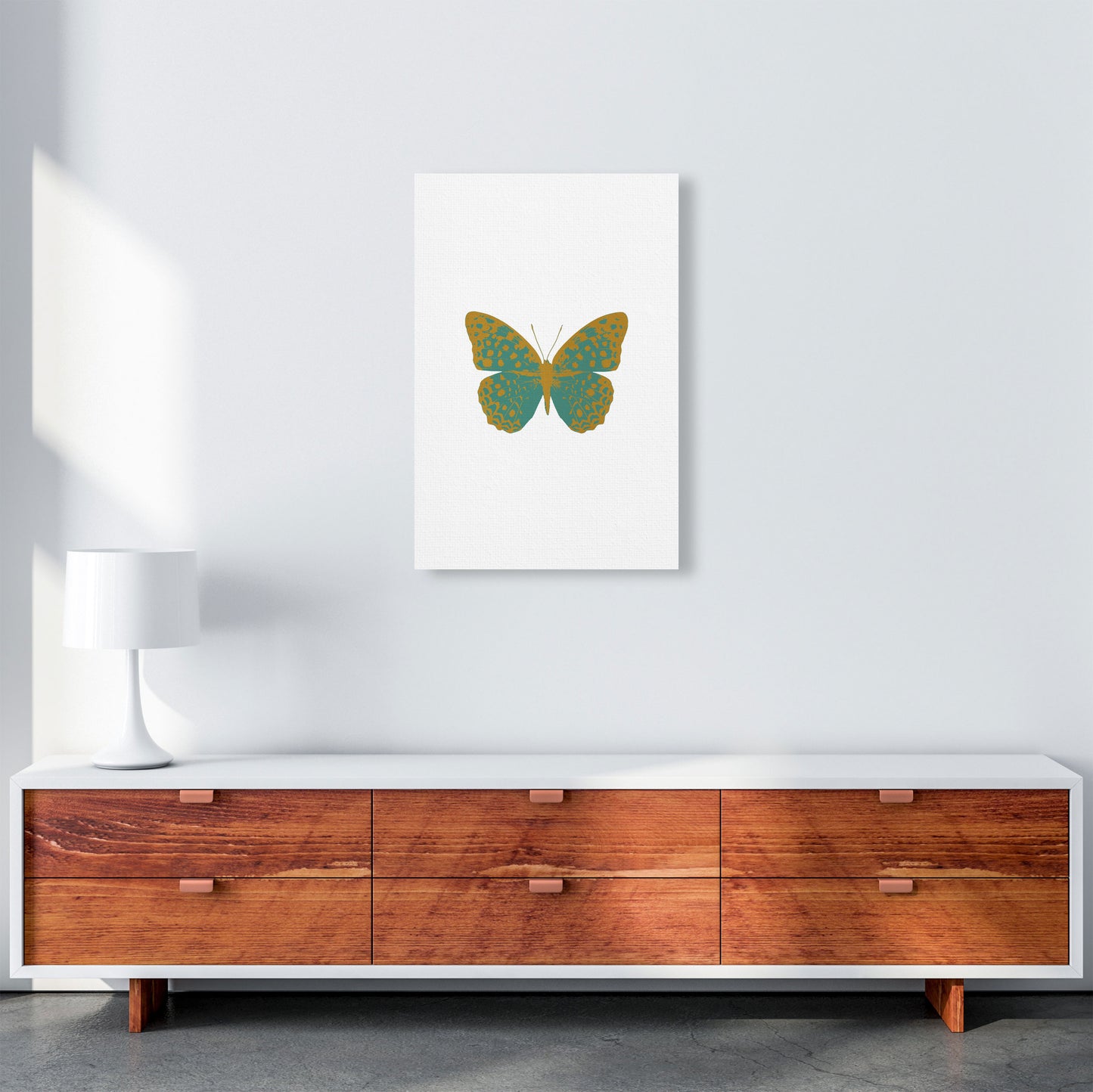 Teal Butterfly Print By Orara Studio Animal Art Print A2 Canvas