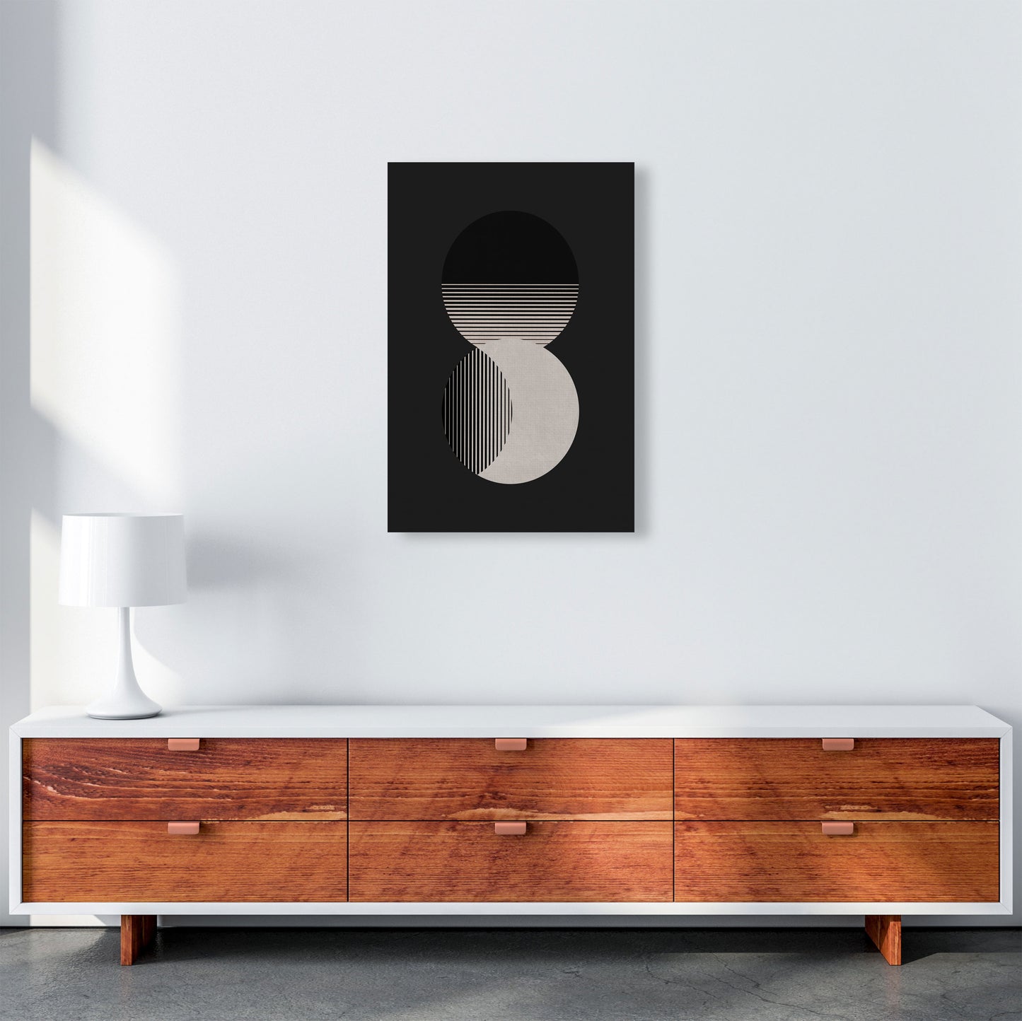 Circle Sun & Moon BW Art Print by Orara Studio A2 Canvas