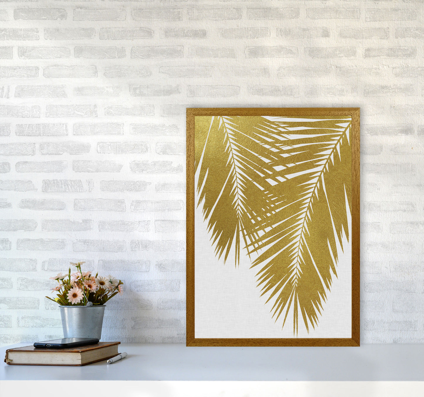 Palm Leaf Gold II Print By Orara Studio, Framed Botanical & Nature Art Print A2 Print Only