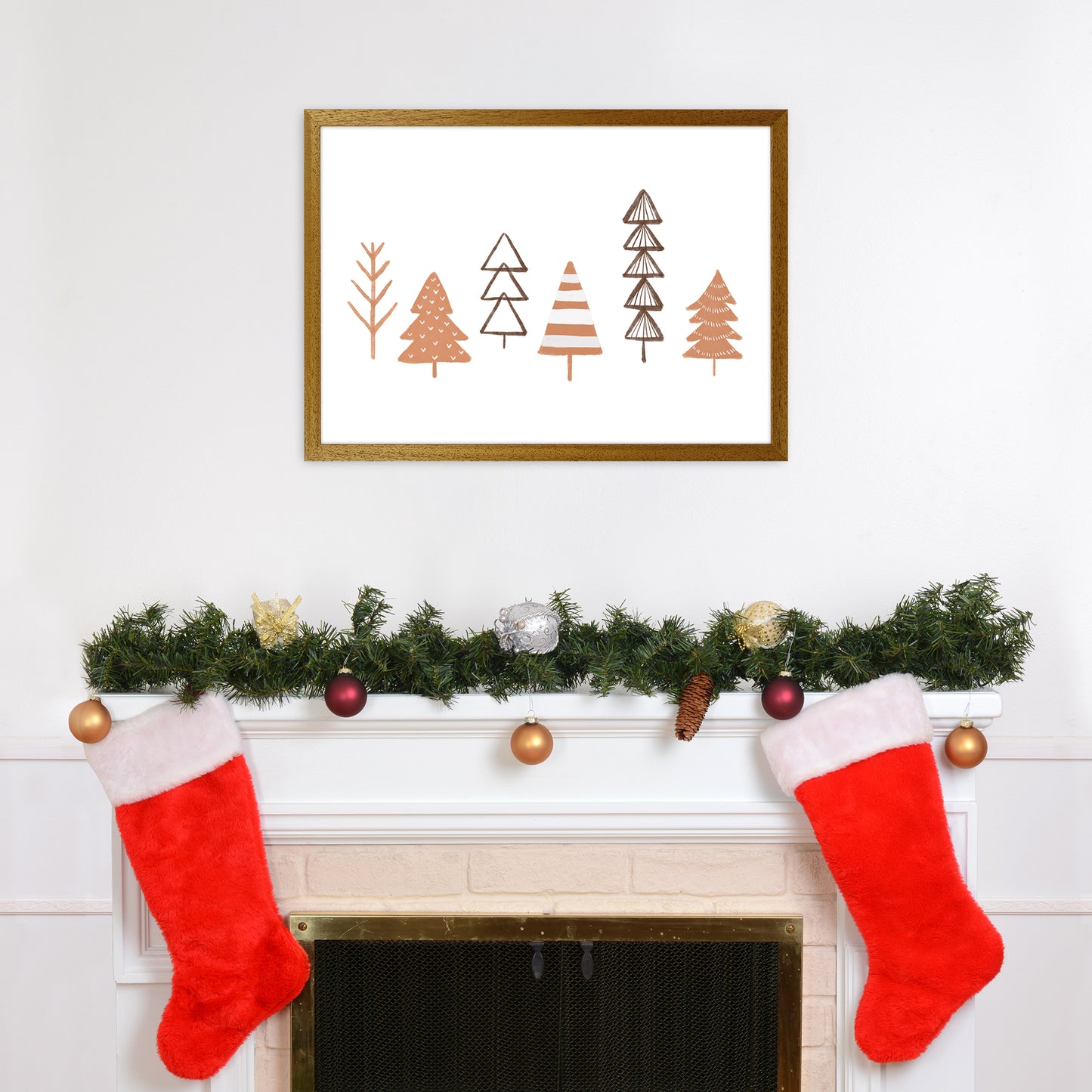 Winter Trees Illustration Christmas Art Print by Orara Studio A2 Print Only