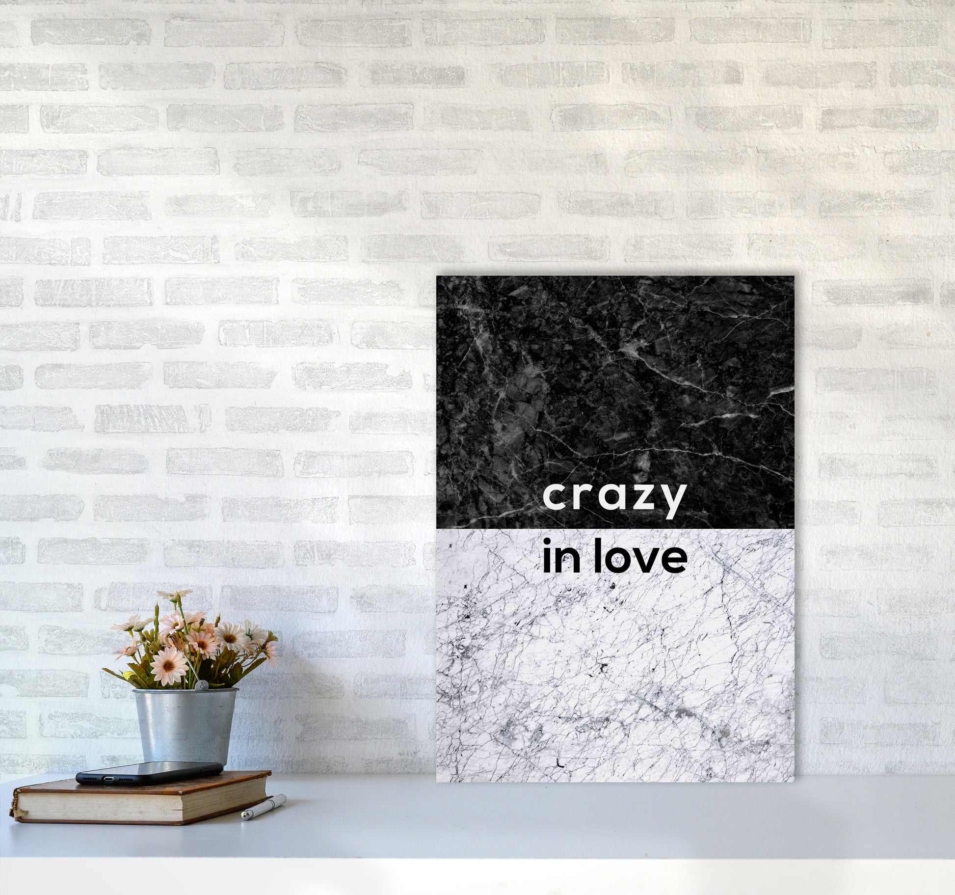 Crazy In Love Marble Quote Print By Orara Studio A2 Black Frame