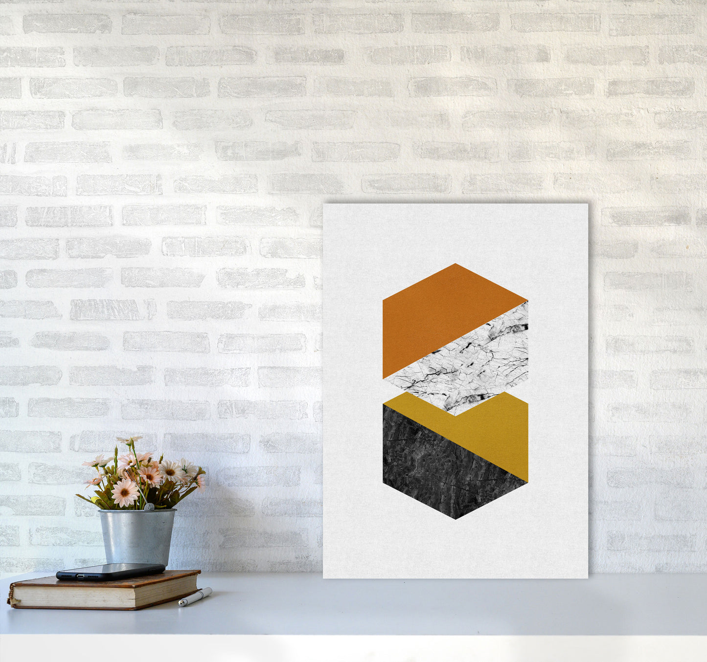 Geometric Hexagons Print By Orara Studio A2 Black Frame