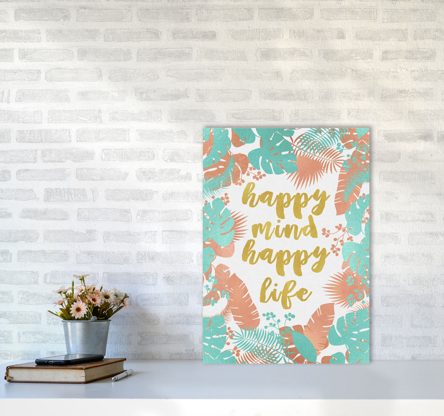 Happy Mind Happy Life Print By Orara Studio A2 Black Frame