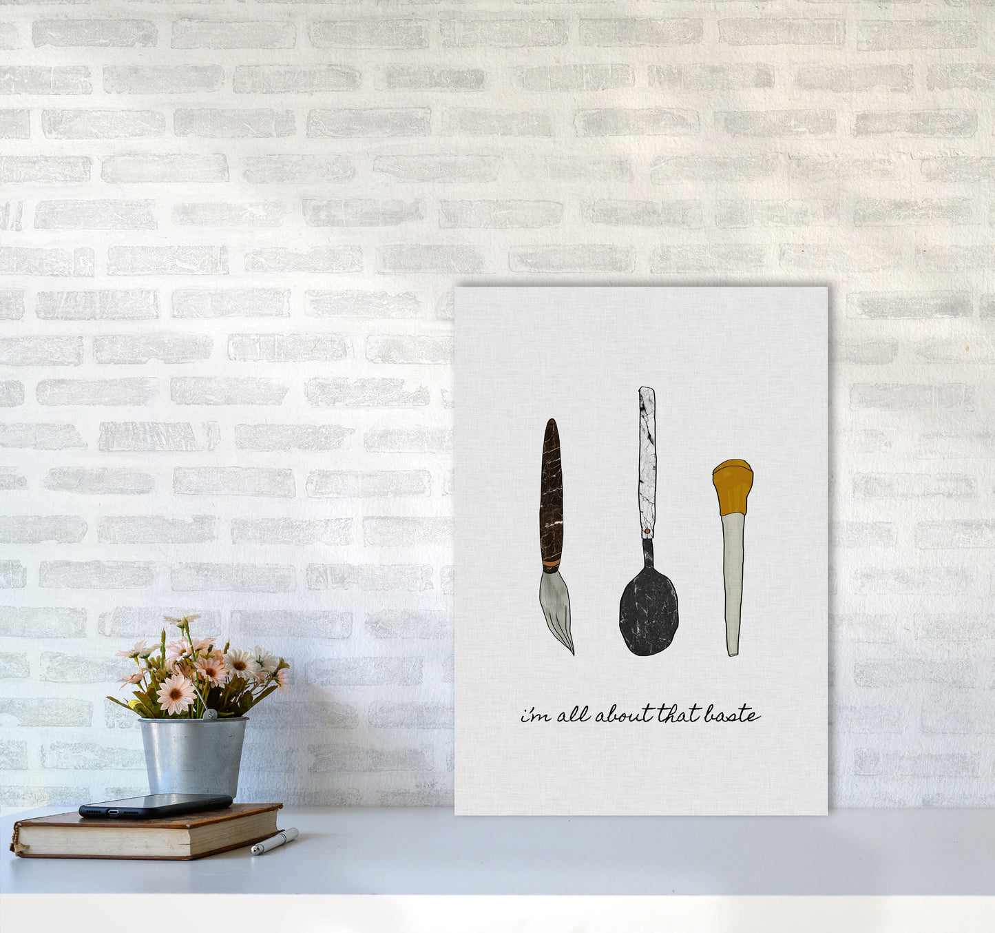 I'm All About The Baste Print By Orara Studio, Framed Kitchen Wall Art A2 Black Frame