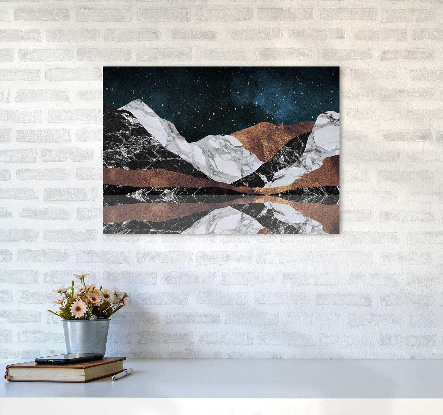 Landscape Mountains Print By Orara Studio, Framed Botanical & Nature Art Print A2 Black Frame