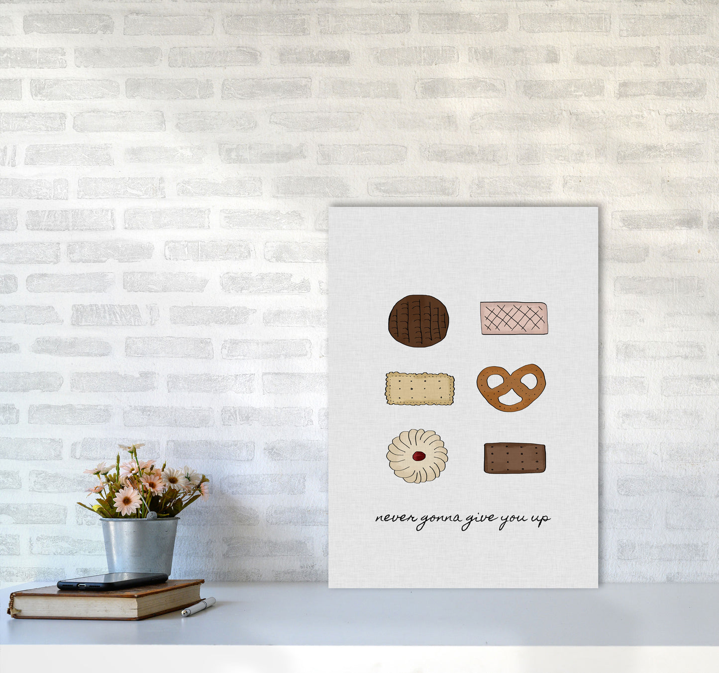 Never Gonna Give You Up Print By Orara Studio, Framed Kitchen Wall Art A2 Black Frame