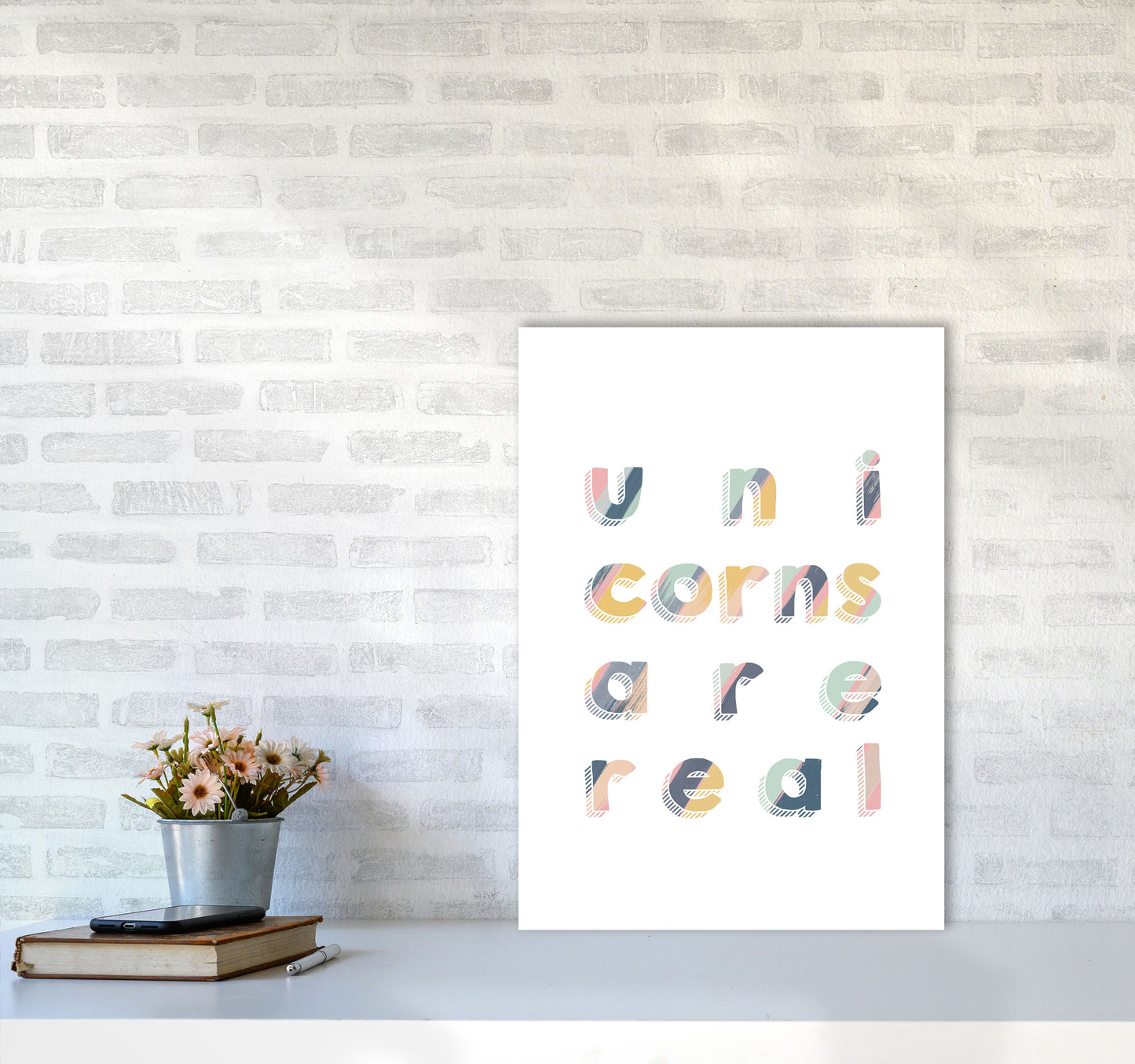 Unicorns Are Real Art Print By Orara Studio, Framed Childrens Wall Art Poster A2 Black Frame