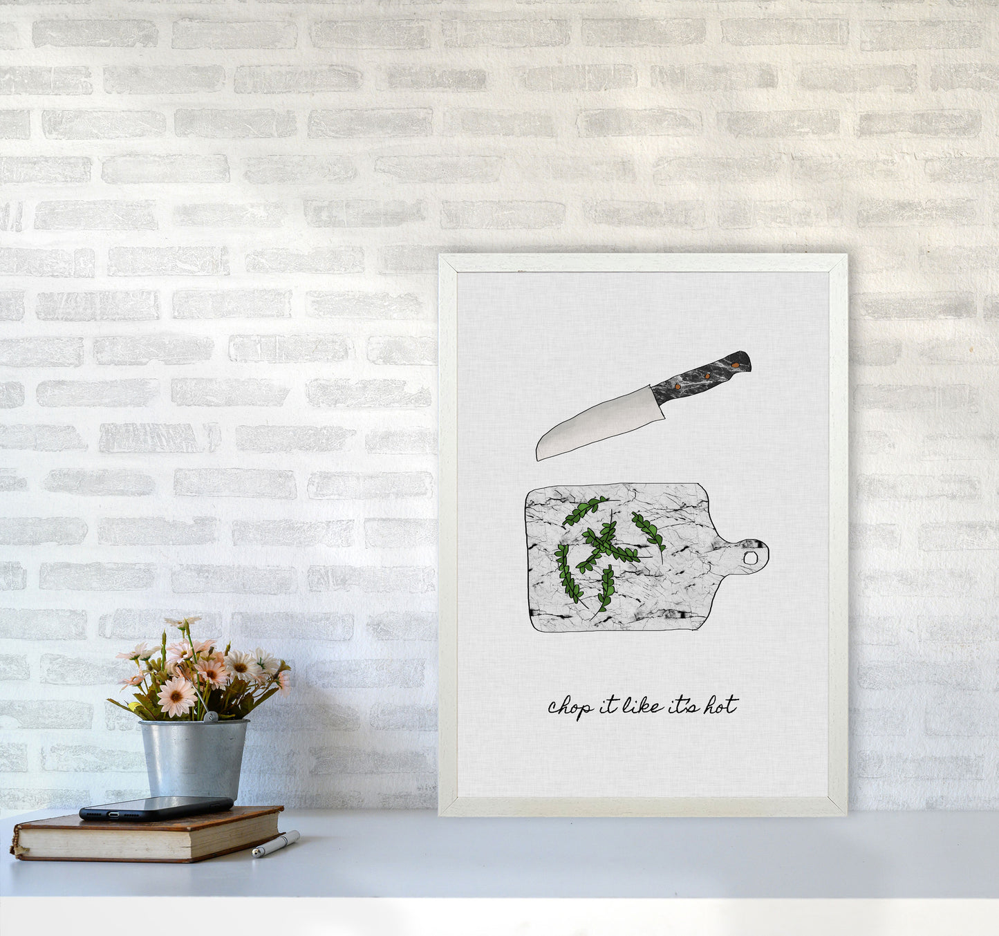 Chop It Kitchen Quote Print By Orara Studio, Framed Kitchen Wall Art A2 Oak Frame