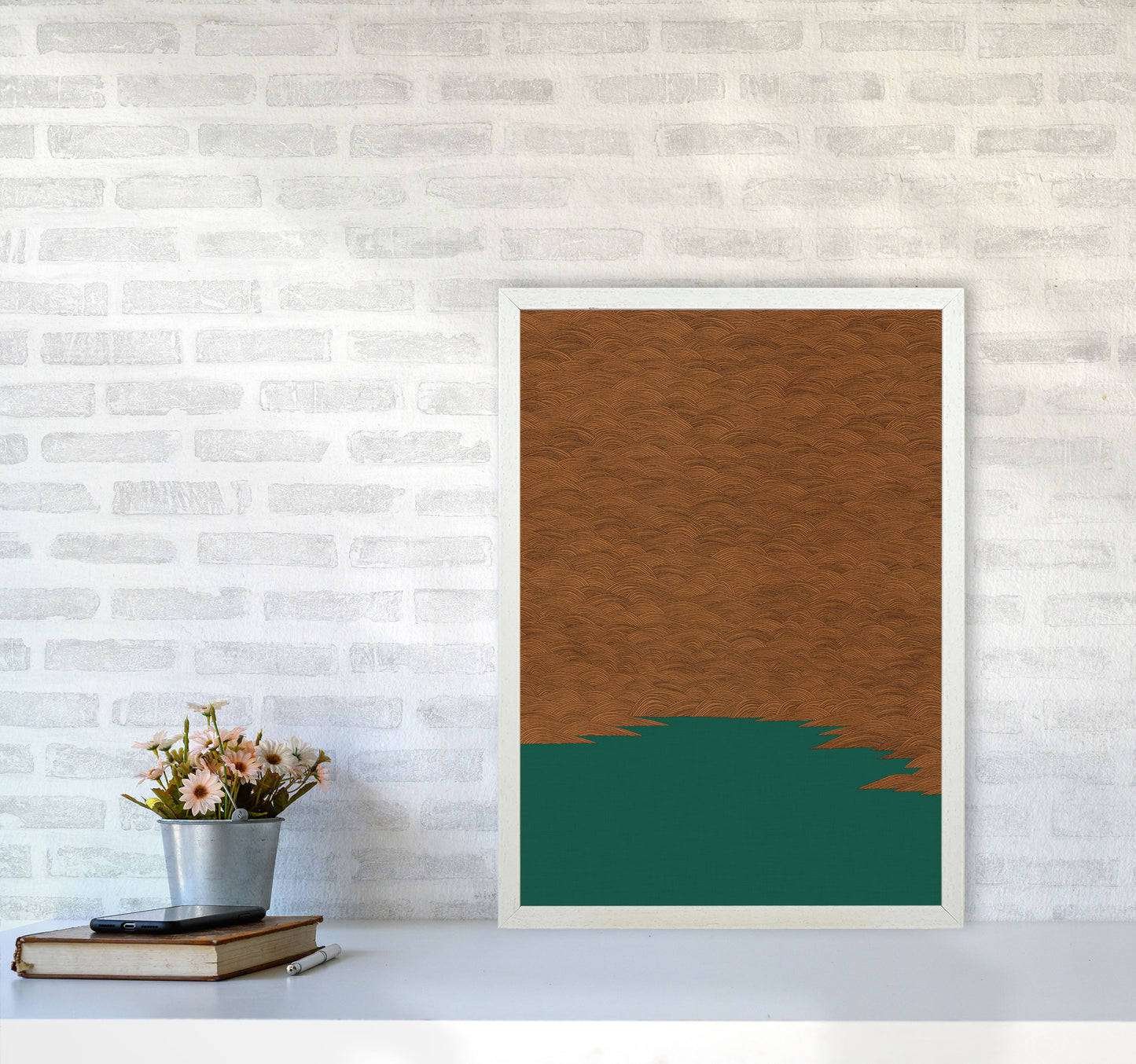 Copper & Green Landscape Print By Orara Studio A2 Oak Frame