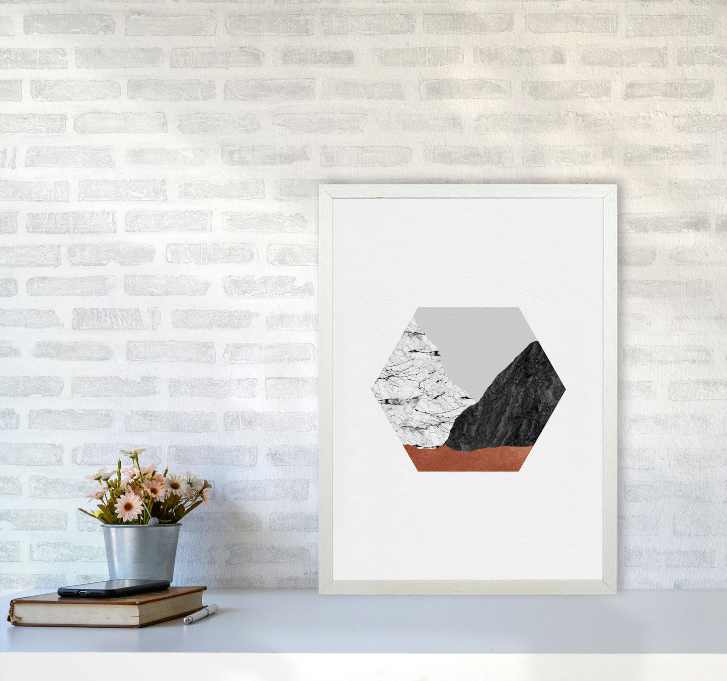 Copper Geometric I Print By Orara Studio A2 Oak Frame