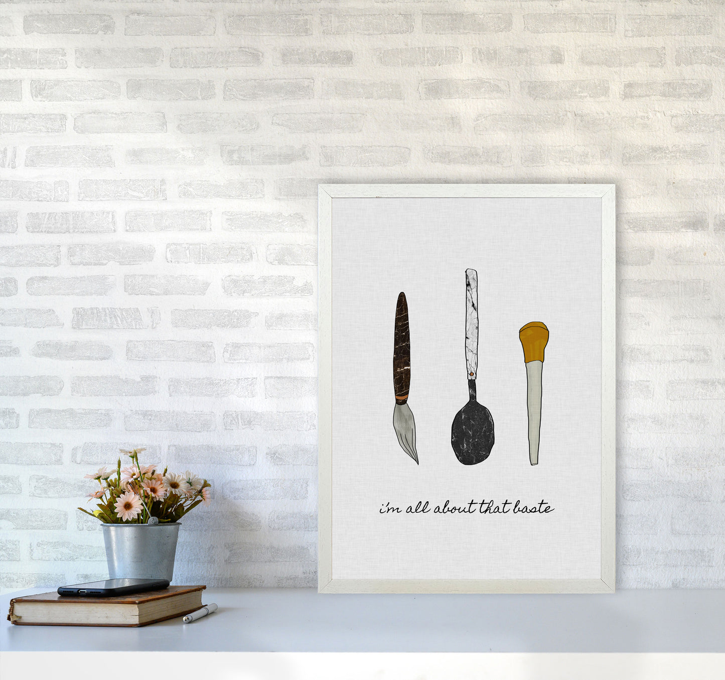 I'm All About The Baste Print By Orara Studio, Framed Kitchen Wall Art A2 Oak Frame