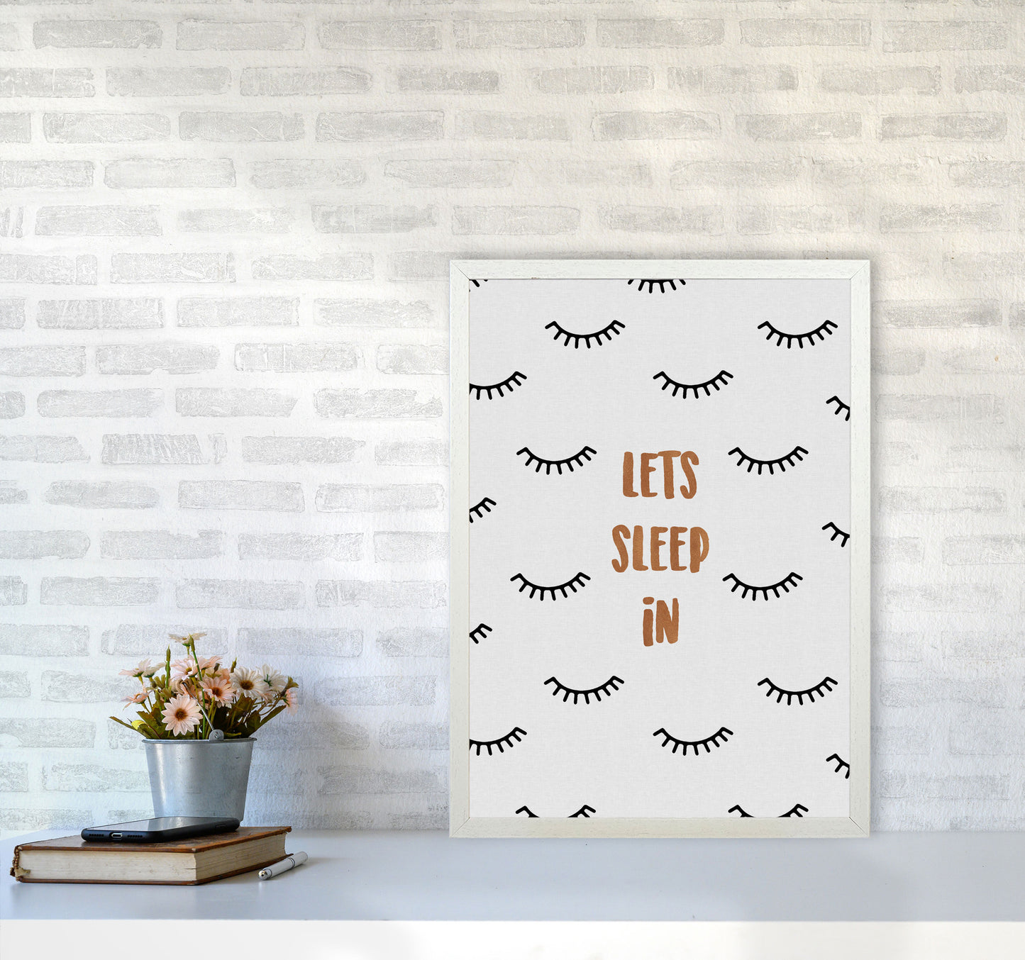Let's Sleep In Bedroom Quote Print By Orara Studio A2 Oak Frame