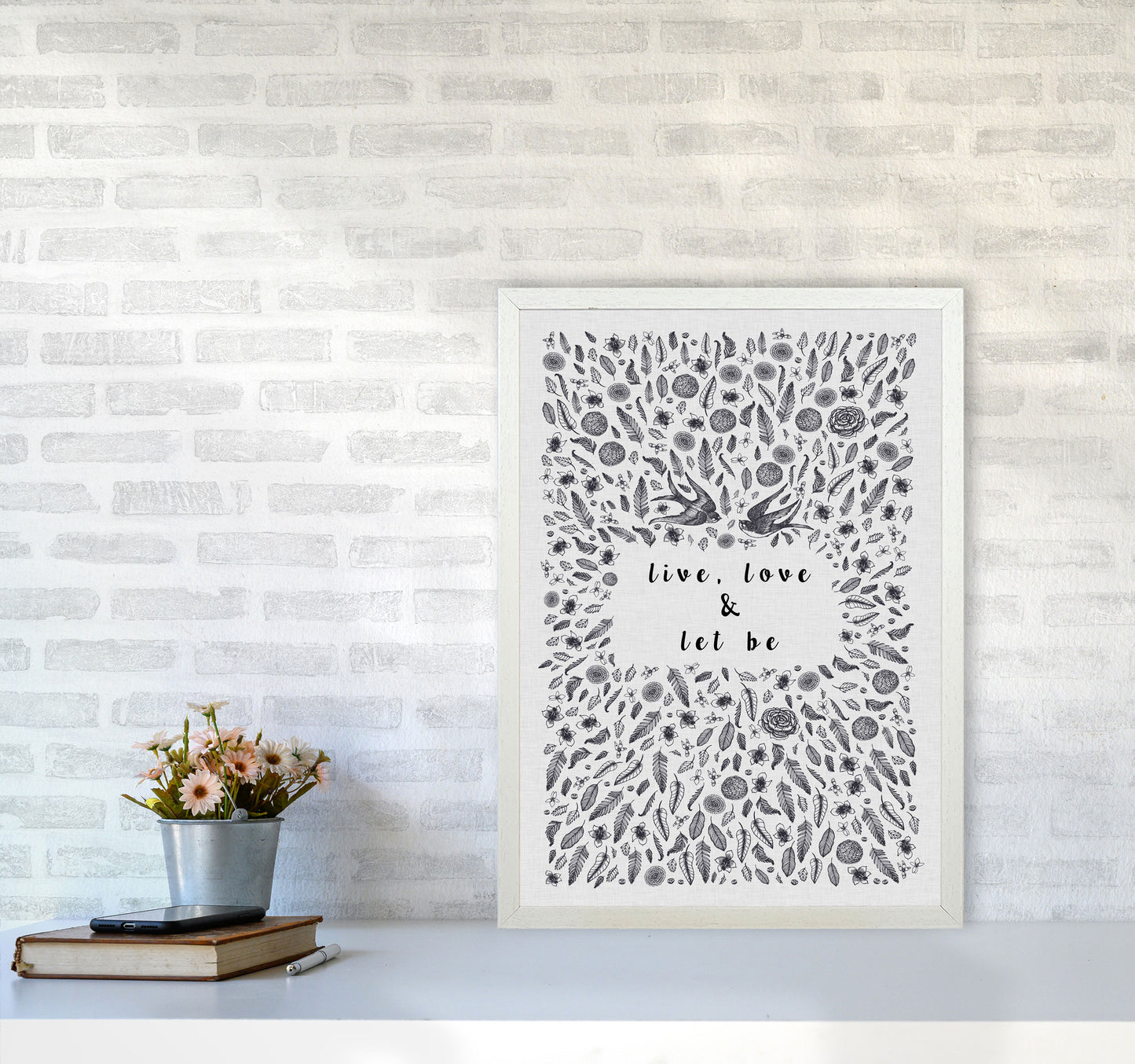 Live, Love & Let Be Calm Quote Print By Orara Studio A2 Oak Frame