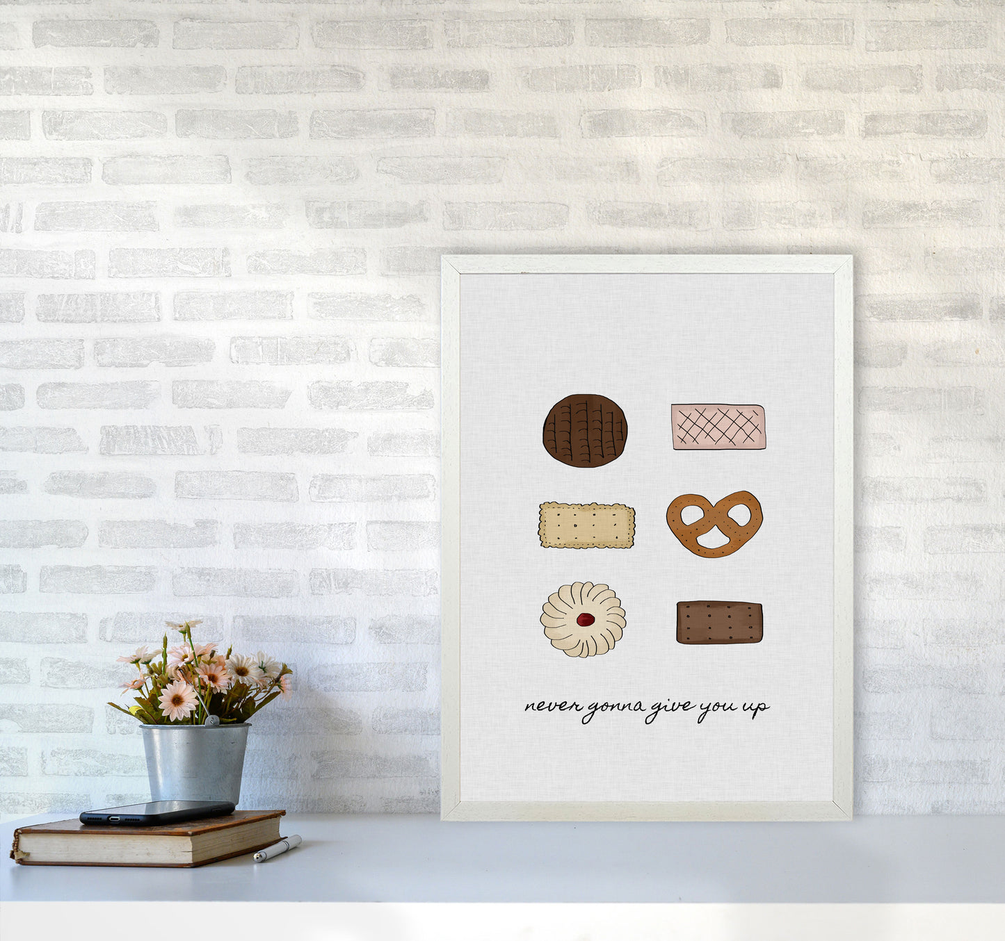 Never Gonna Give You Up Print By Orara Studio, Framed Kitchen Wall Art A2 Oak Frame