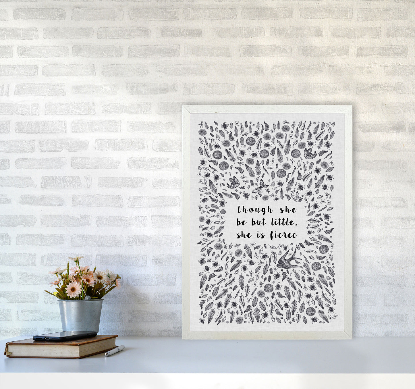 Though She Be But Little, She Is Fierce Print By Orara Studio A2 Oak Frame