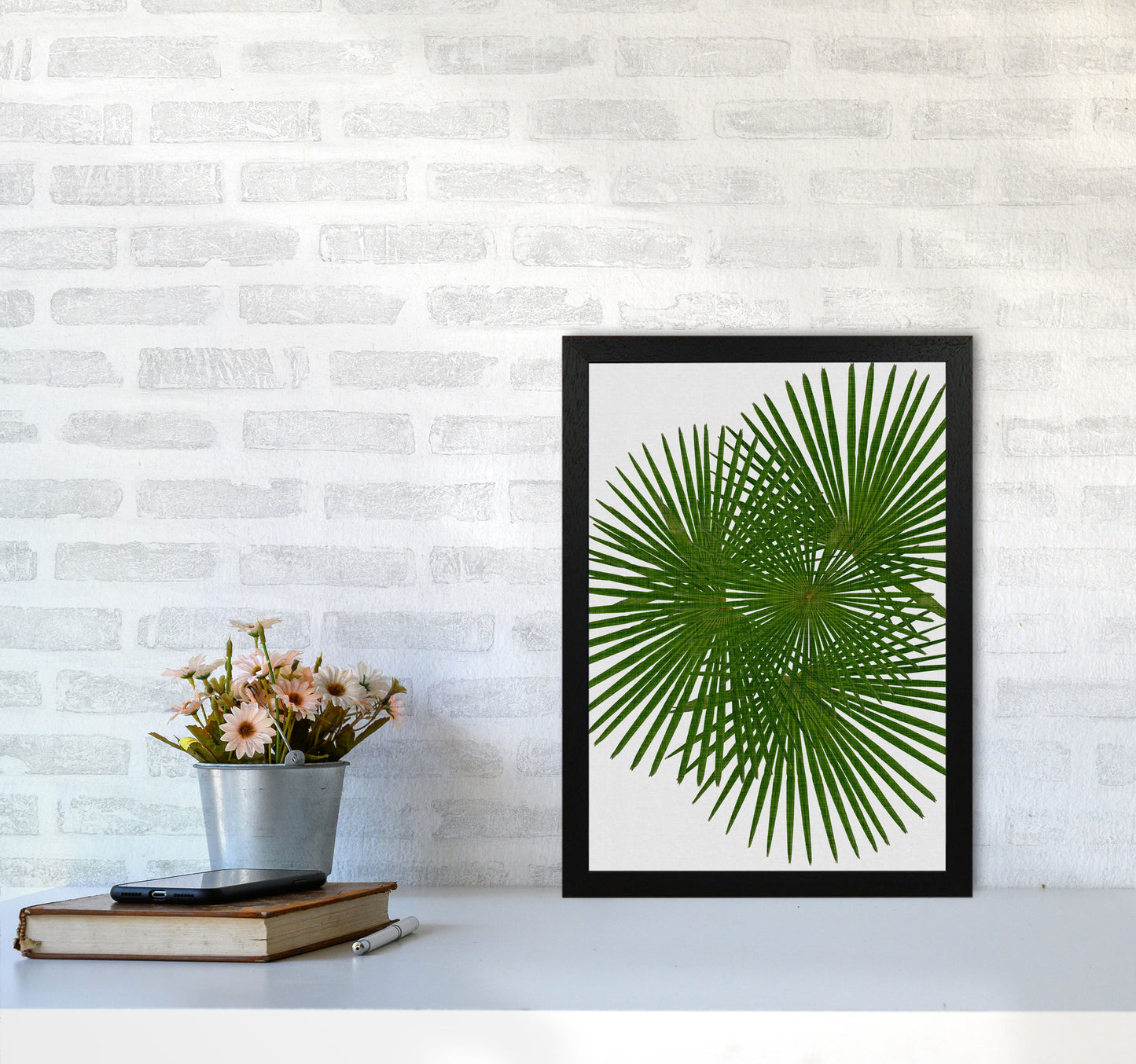 Fan Palm Print By Orara Studio, Framed Botanical & Nature Art Print A3 White Frame