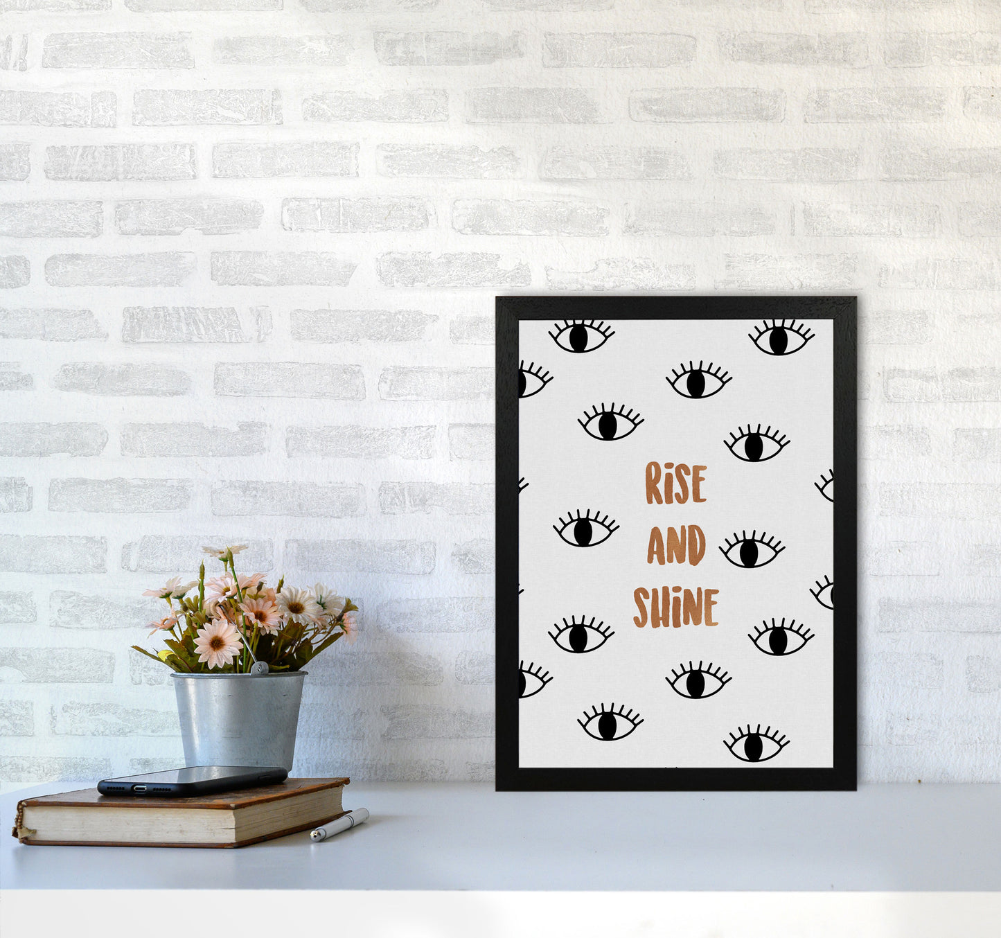 Rise & Shine Bedroom Quote Print By Orara Studio A3 White Frame