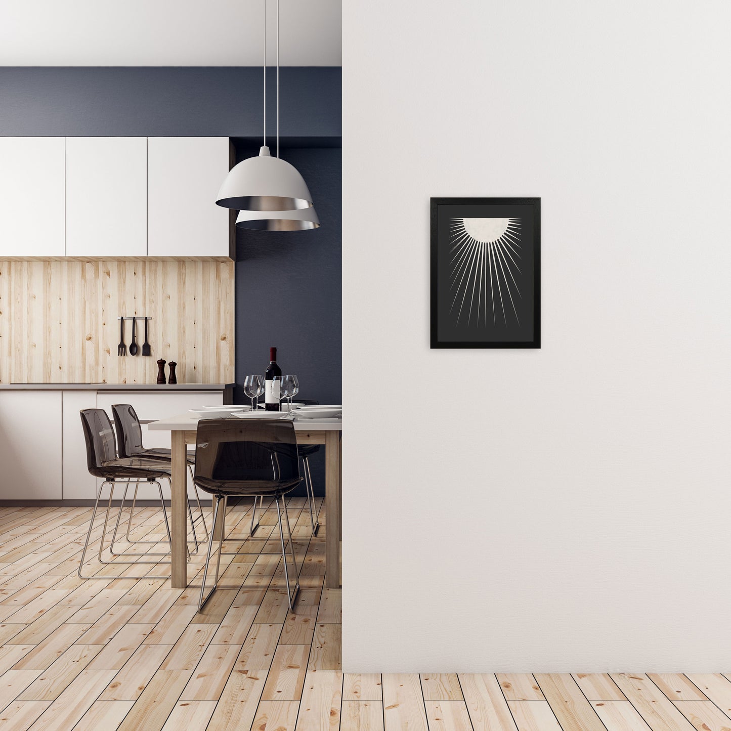 Minimal Moon Art Print by Orara Studio A3 White Frame