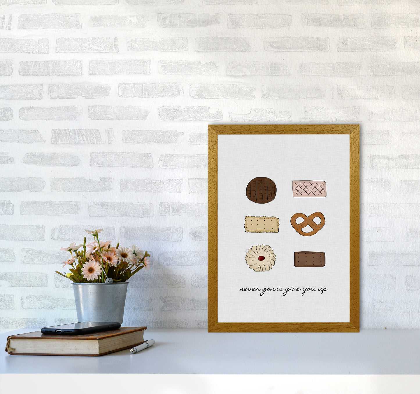 Never Gonna Give You Up Print By Orara Studio, Framed Kitchen Wall Art A3 Print Only
