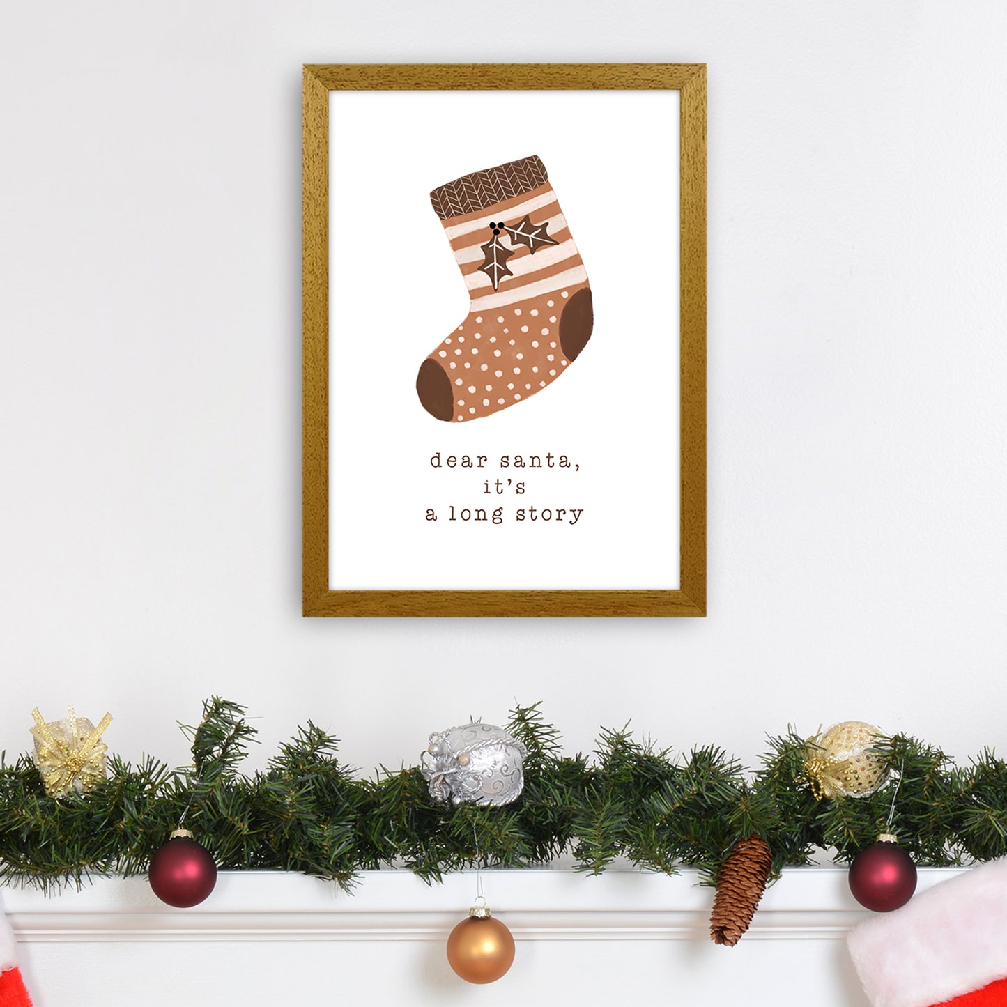 Dear Santa It's A Long Story Christmas Art Print by Orara Studio A3 Print Only