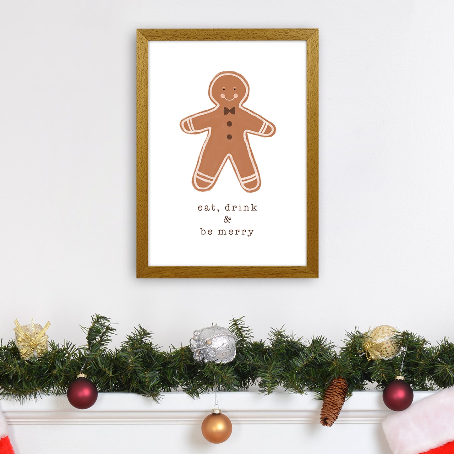 Eat Drink & Be Merry Christmas Art Print by Orara Studio A3 Print Only