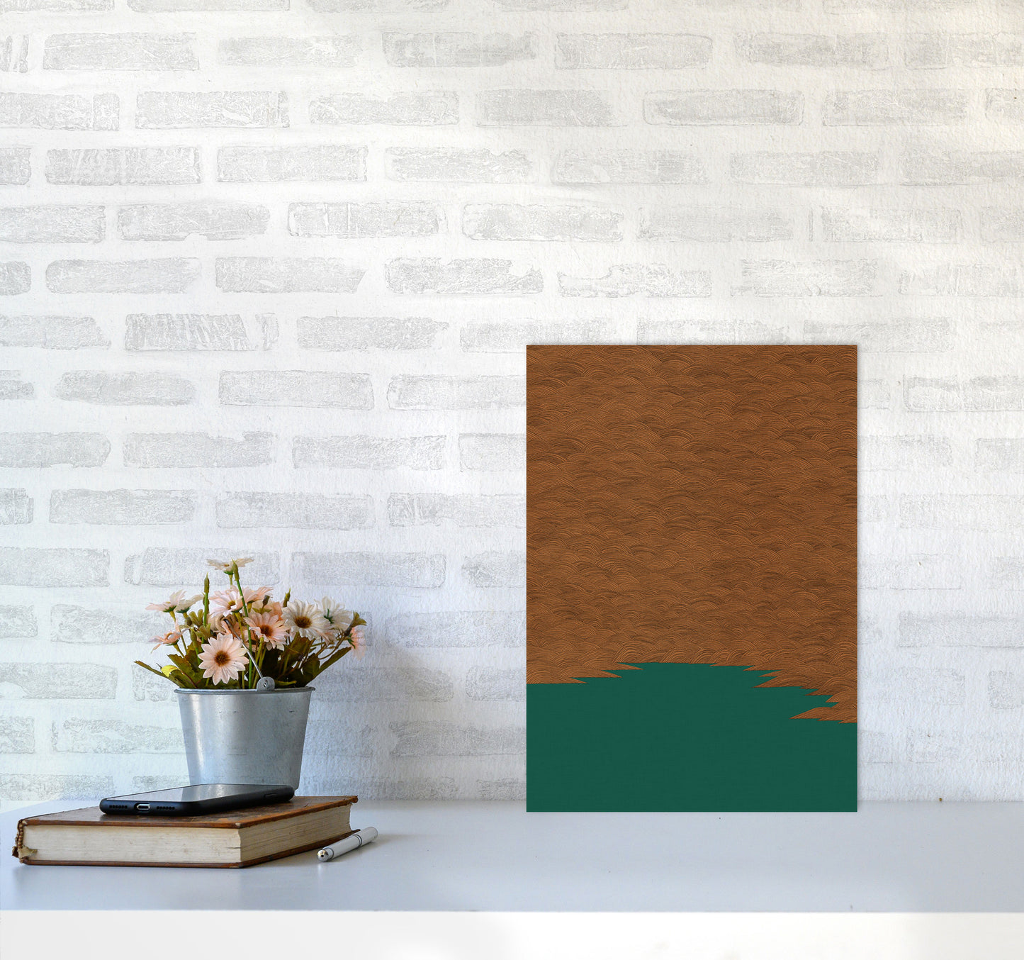 Copper & Green Landscape Print By Orara Studio A3 Black Frame