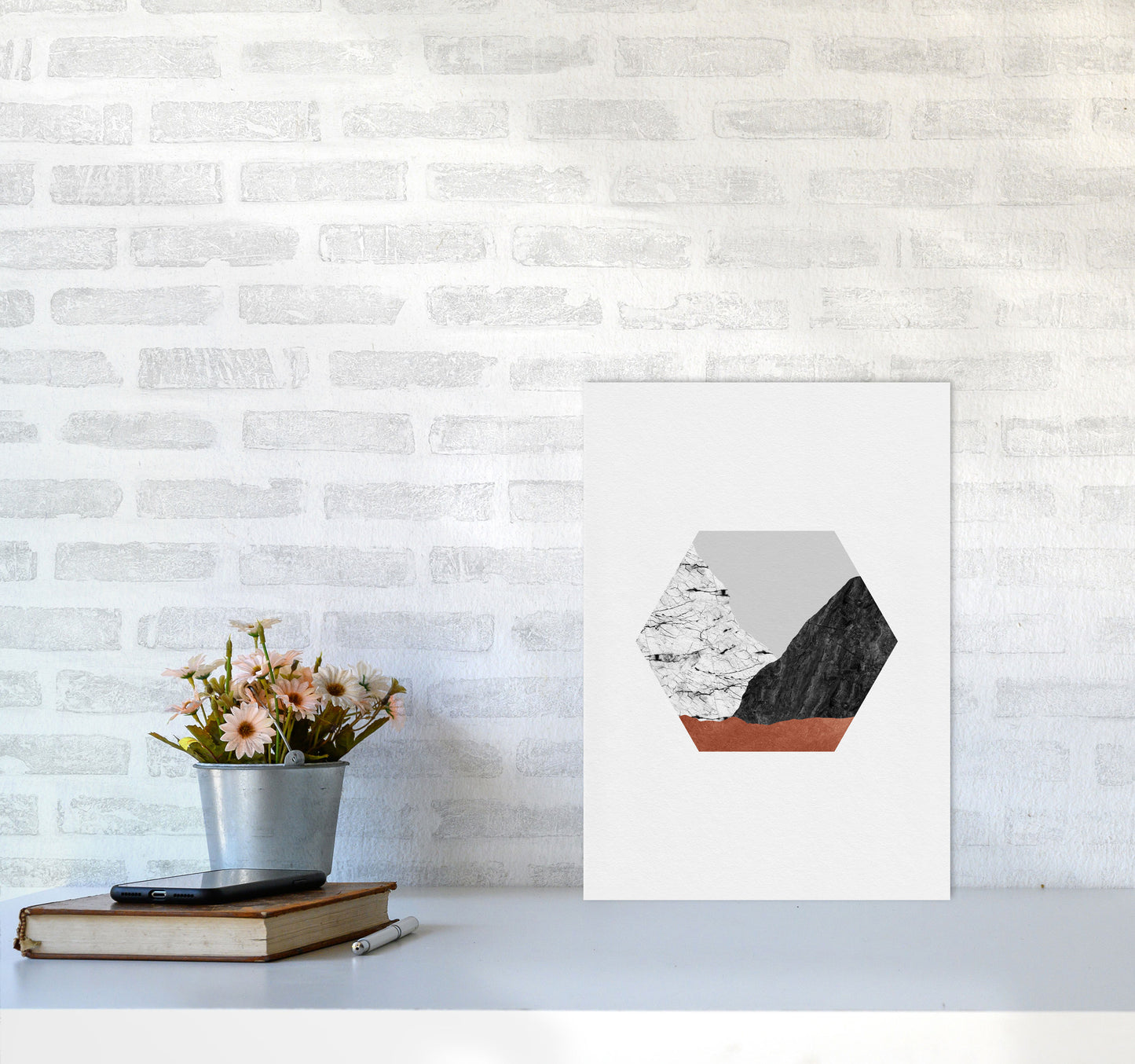 Copper Geometric I Print By Orara Studio A3 Black Frame