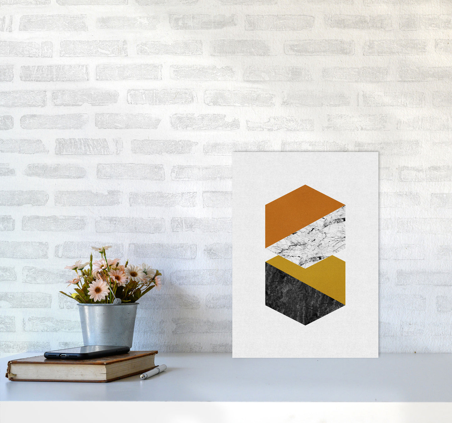 Geometric Hexagons Print By Orara Studio A3 Black Frame